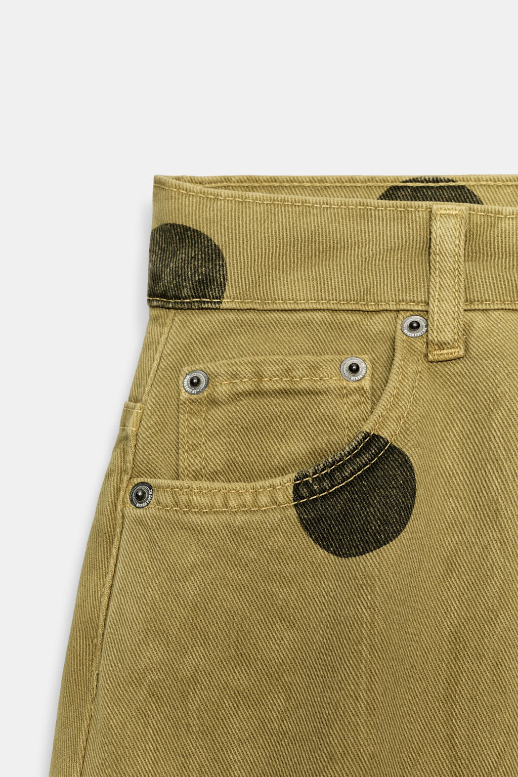 JEANS ZW COLLECTION BARREL TIRO MEDIO LUNARES / Khaki - Zara фото 9