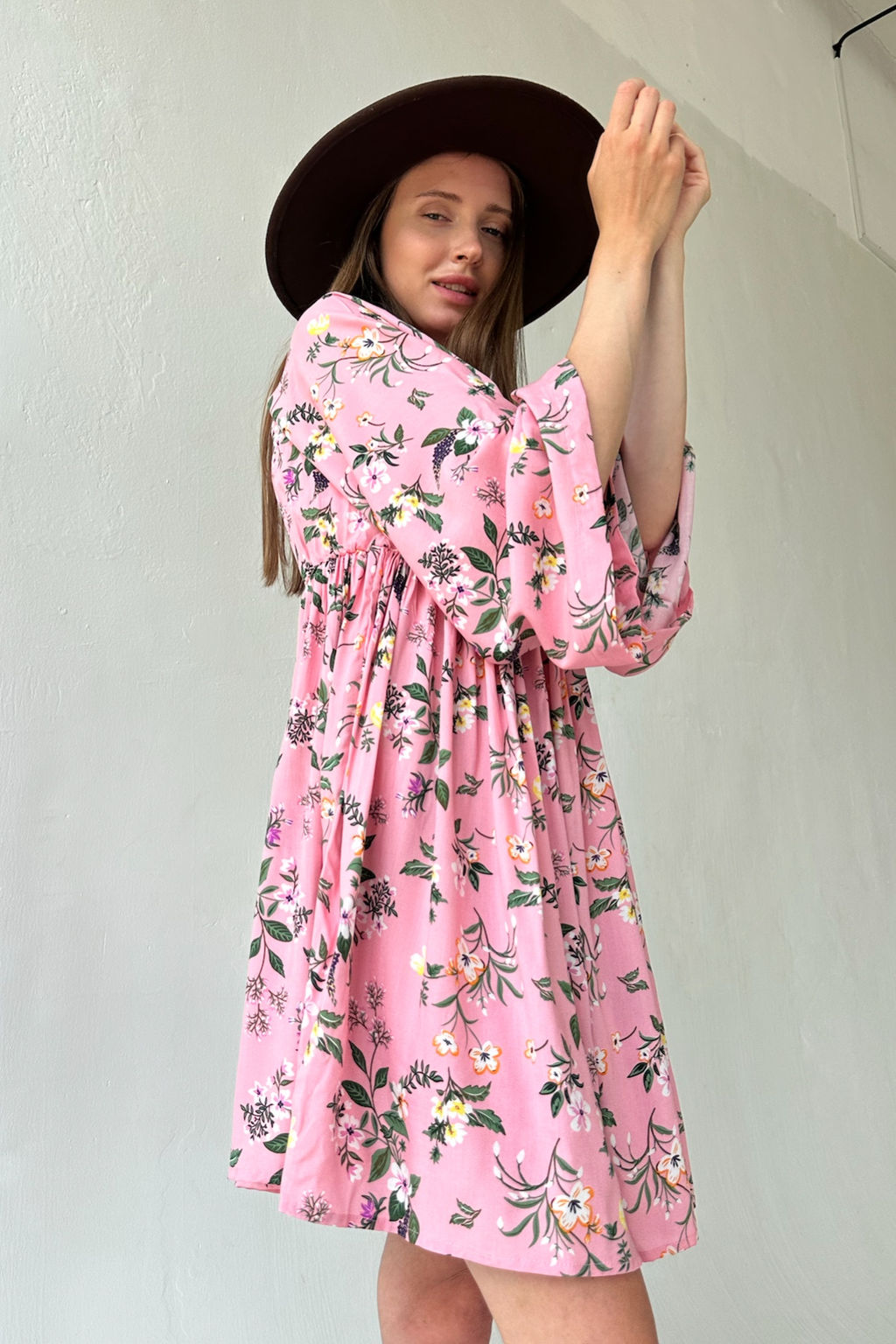 Платье женское FLOWER030/09/Розовый, зеленый - M&G all natural фото 3