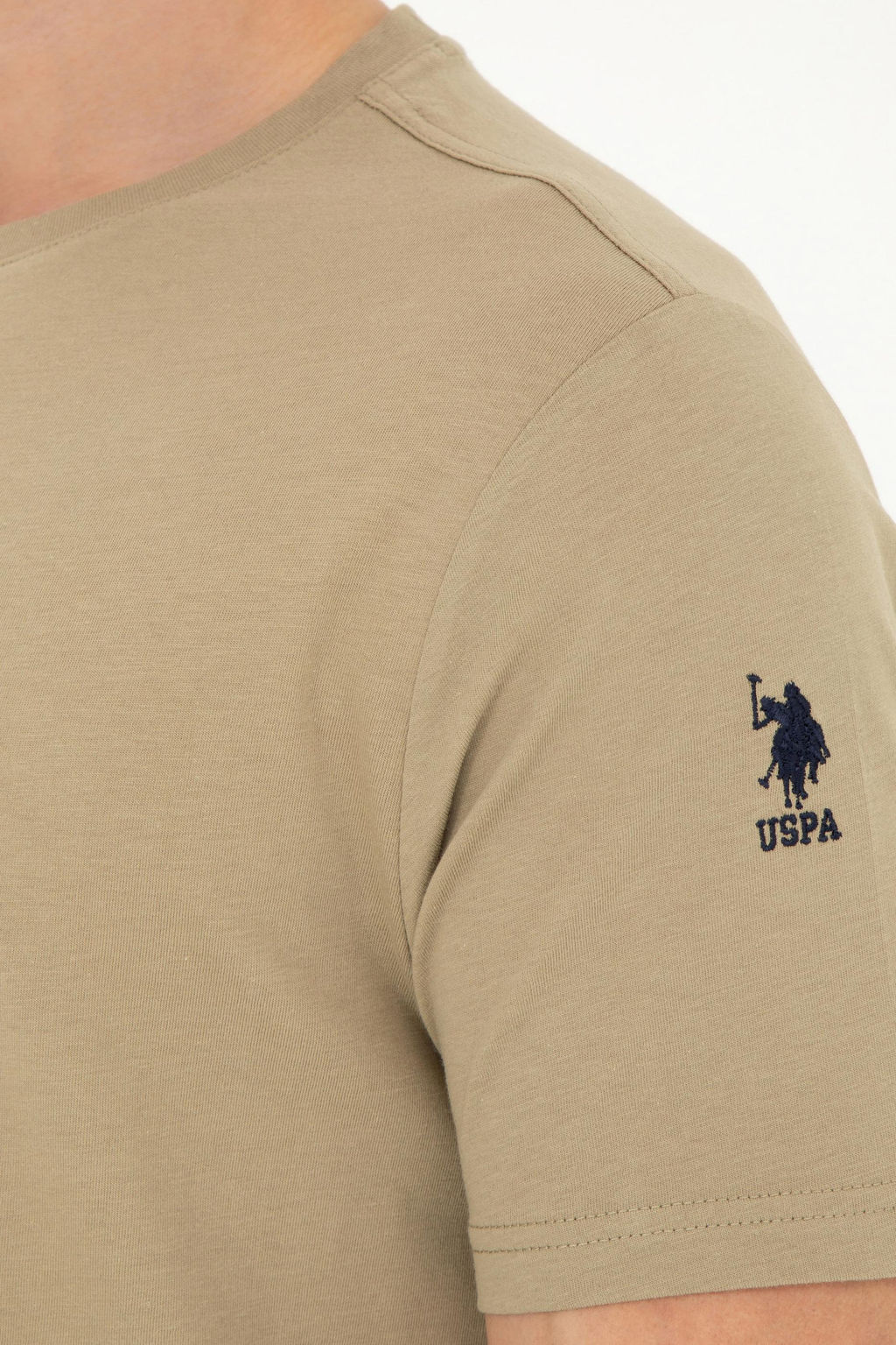 Erkek Regular Fit Bisiklet Yaka Haki Basic Ti__rt