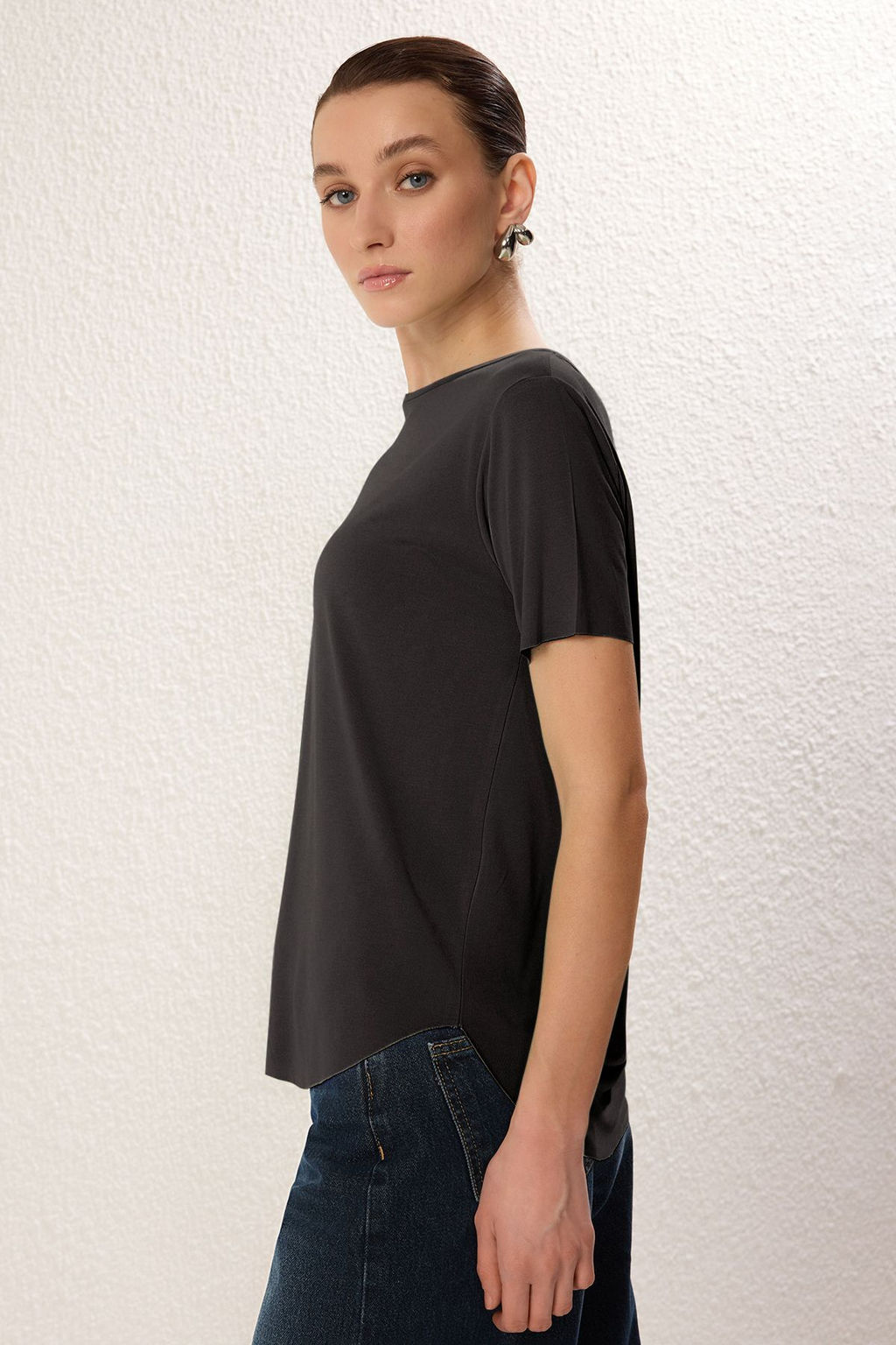 TRENDYOLMILLA Bordo More Sustainable Soluk efektli Modal Kumas Oversize/Genis Kesim Orme T-Shirt TWOSS25TS00124  фото 2