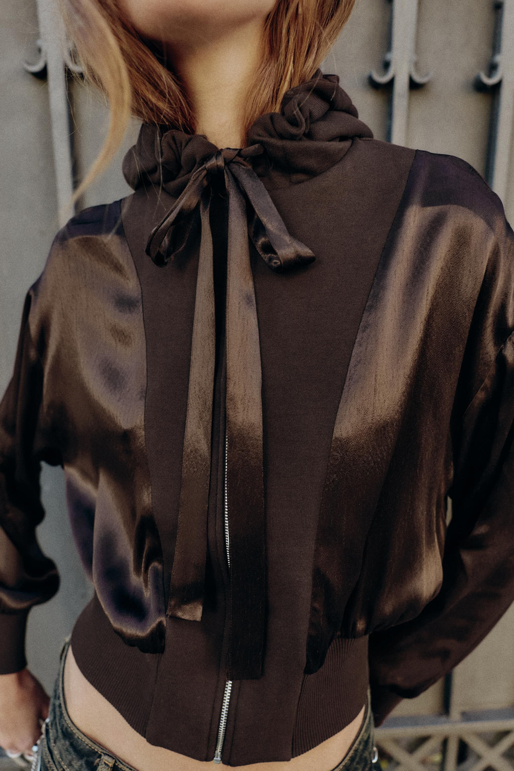 HOODED SATIN CONTRAST SHIRT - Zara фото 5