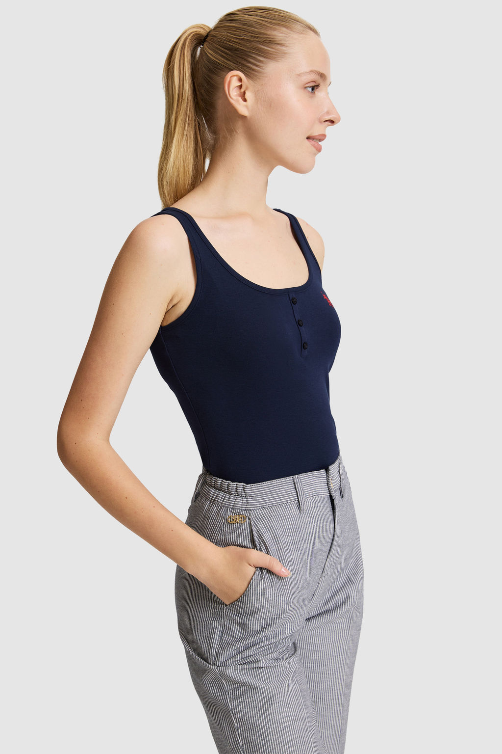 Kad_n Lacivert Kare Yaka Basic Ti__rt - U.s. polo assn фото 3
