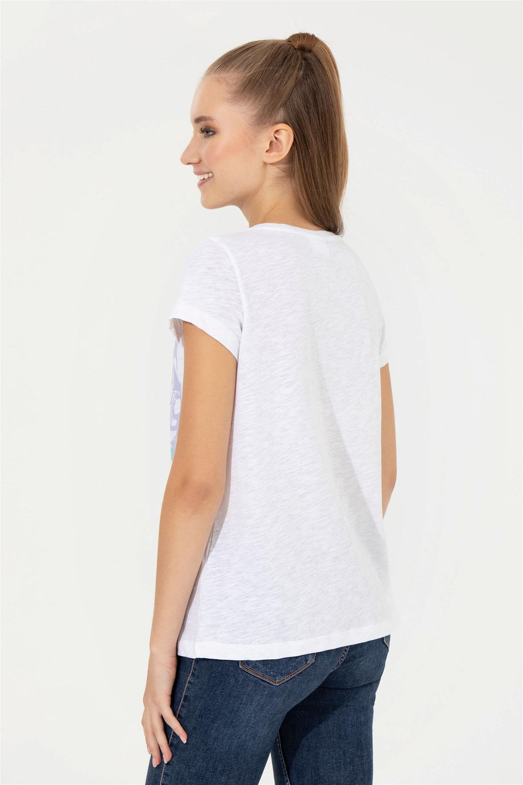 Женская фиолетовая футболка с круглым вырезом Неожиданная скидка в корзине - U.s. polo assn фото 5