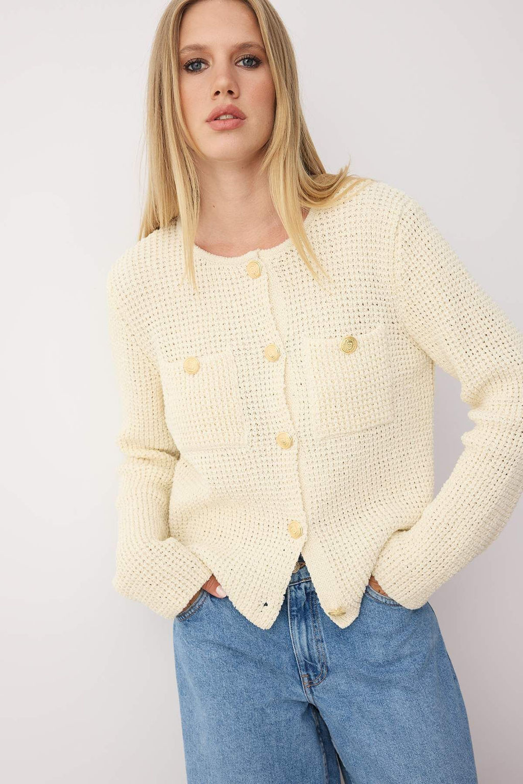 Lacivert Dokulu Pamuk Kar?s?ml? Triko H?rka TWOAW26HI00101 - Trendyolmilla фото 7