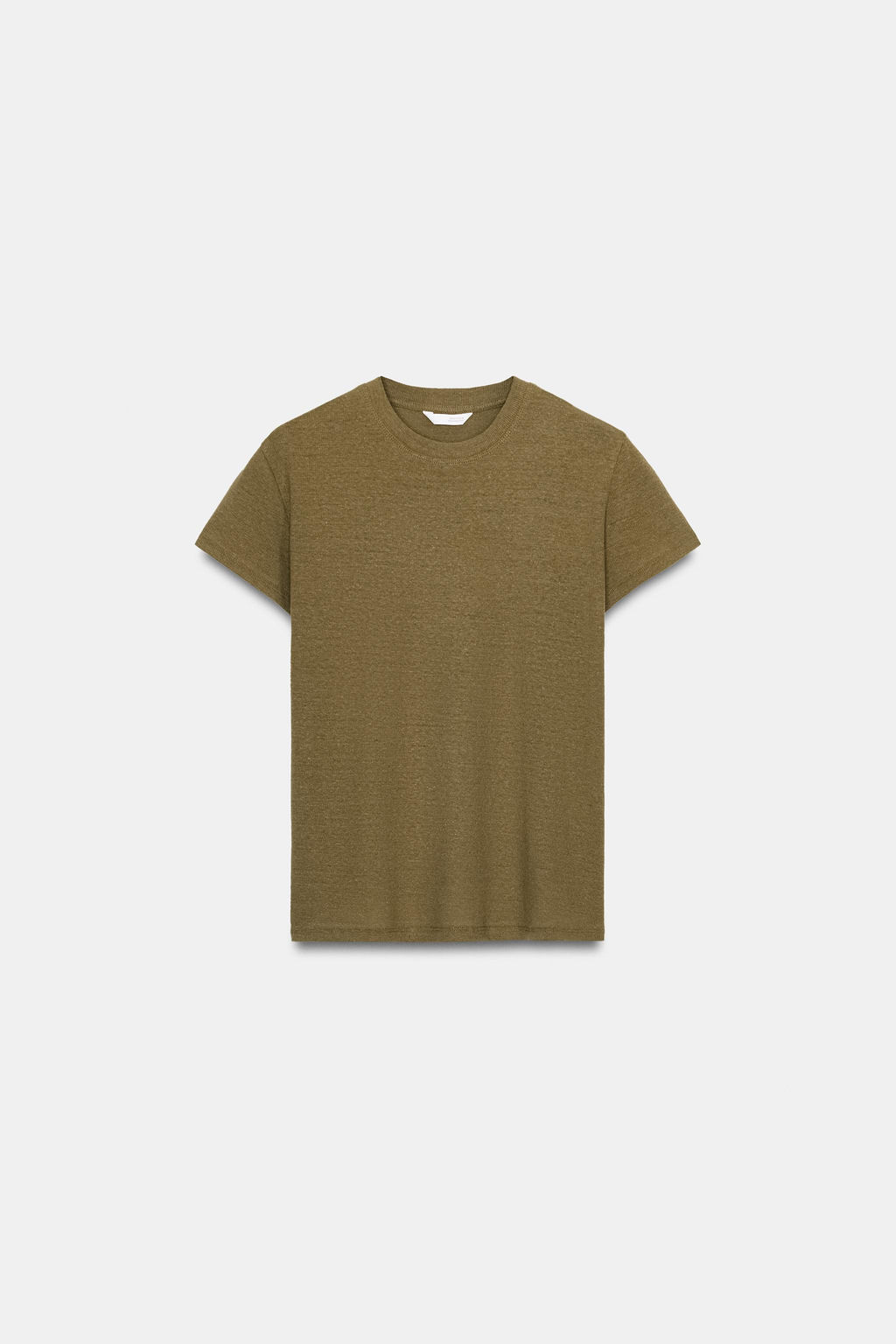 CAMISETA CON LINO MANGA CORTA / Oliva oscuro - Zara фото 5