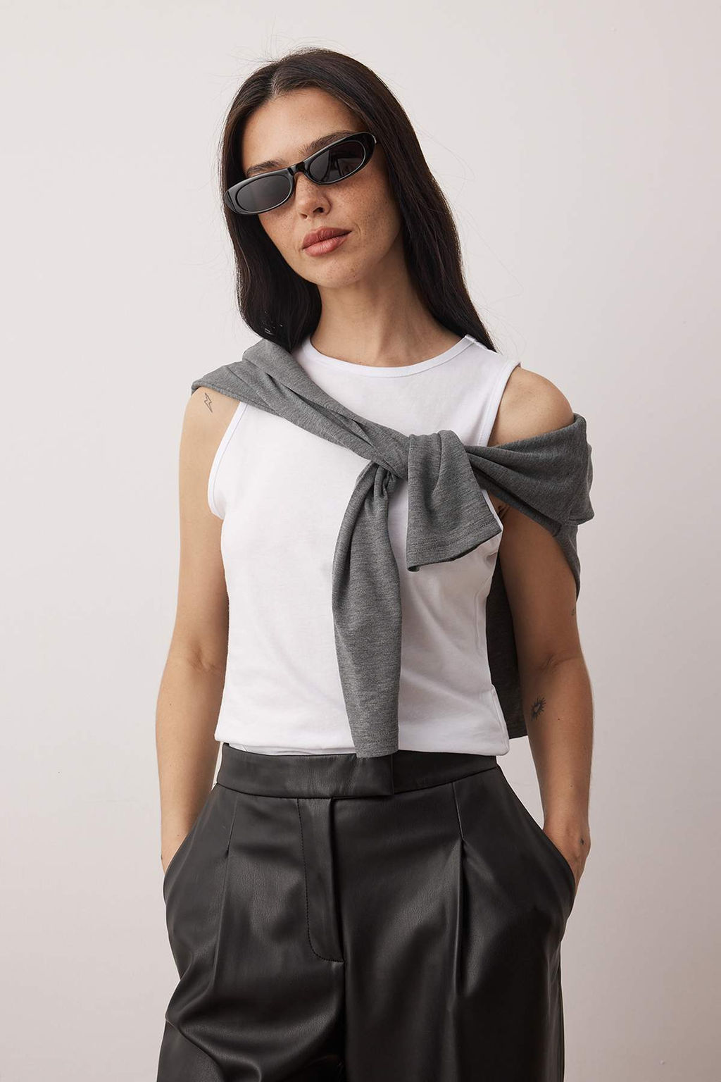 Gri Cift Katl? Regular/Normal Kal?p Orme Bluz TWOAW26BZ00332 - Trendyolmilla фото 3