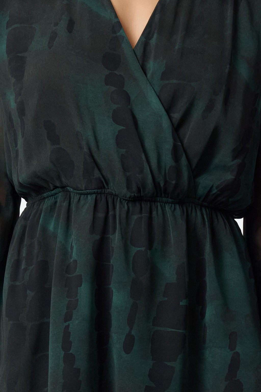 TRENDYOLMILLA Lacivert Desenli Kruvaze Yaka Skater/Belden Ac?lan Mini Astarl? Sifon Dokuma Elbise TWOAW25EL00255 фото 3