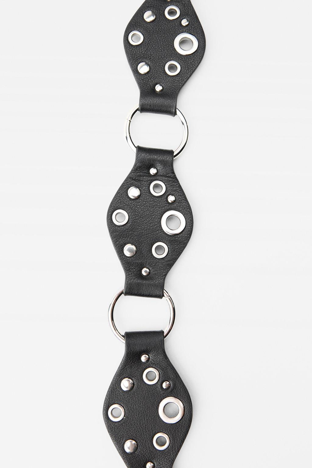 DIAMOND CONTRAST LEATHER BELT - Zara фото 5