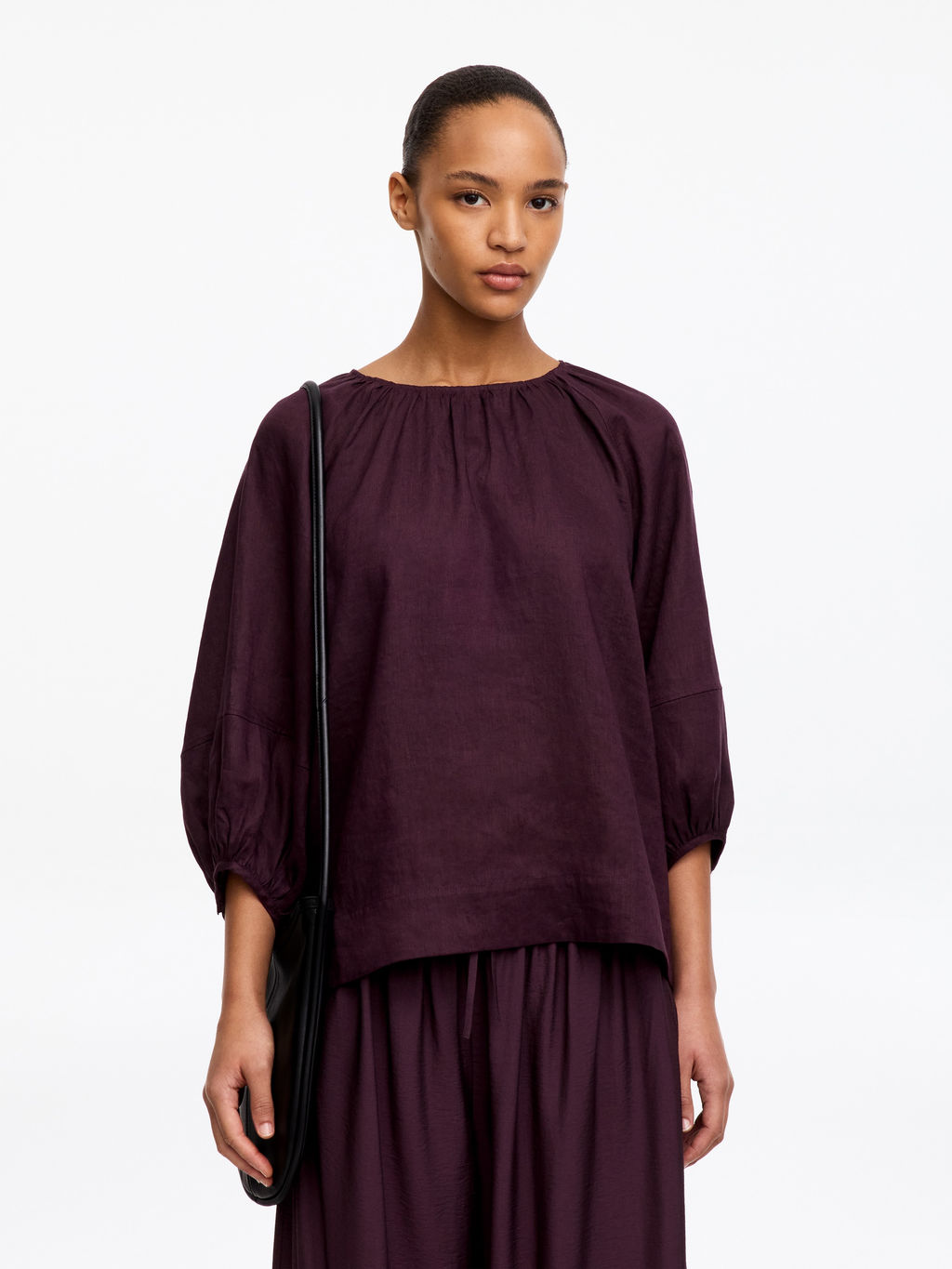 Blusa de lino fruncida - H&m фото 3