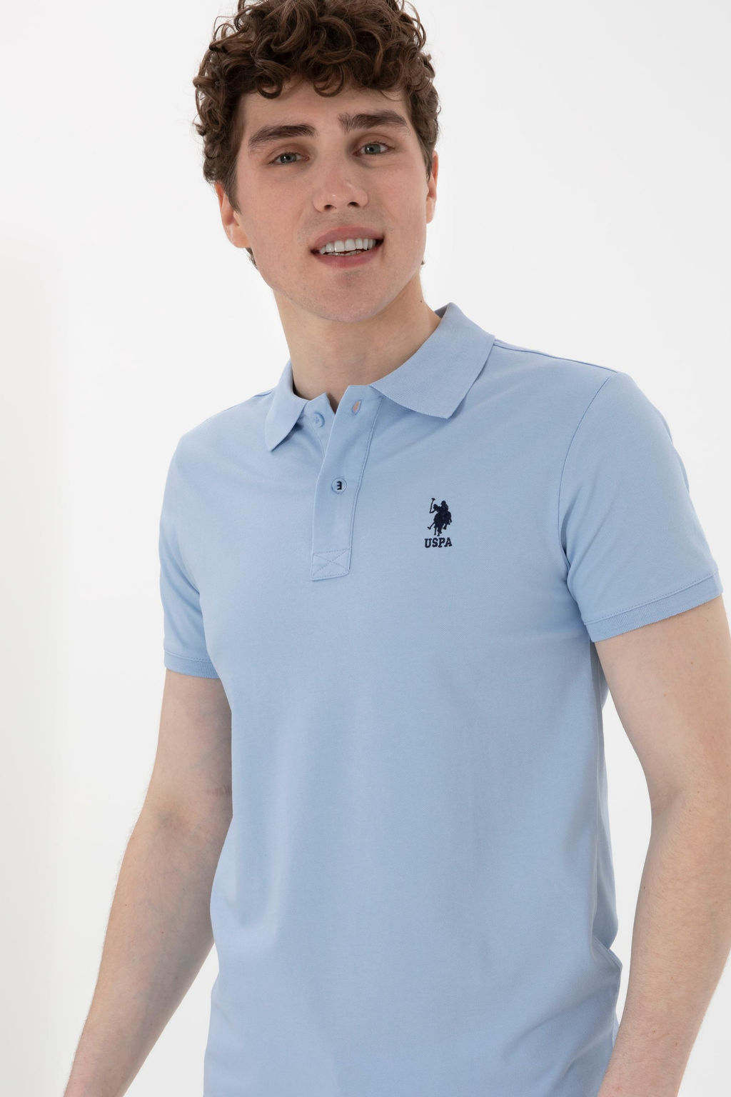 Erkek Slim Fit Polo Yaka A__k Mavi Basic Ti__rt Sepette S_rpriz _ndirim - U.s. polo assn фото 3