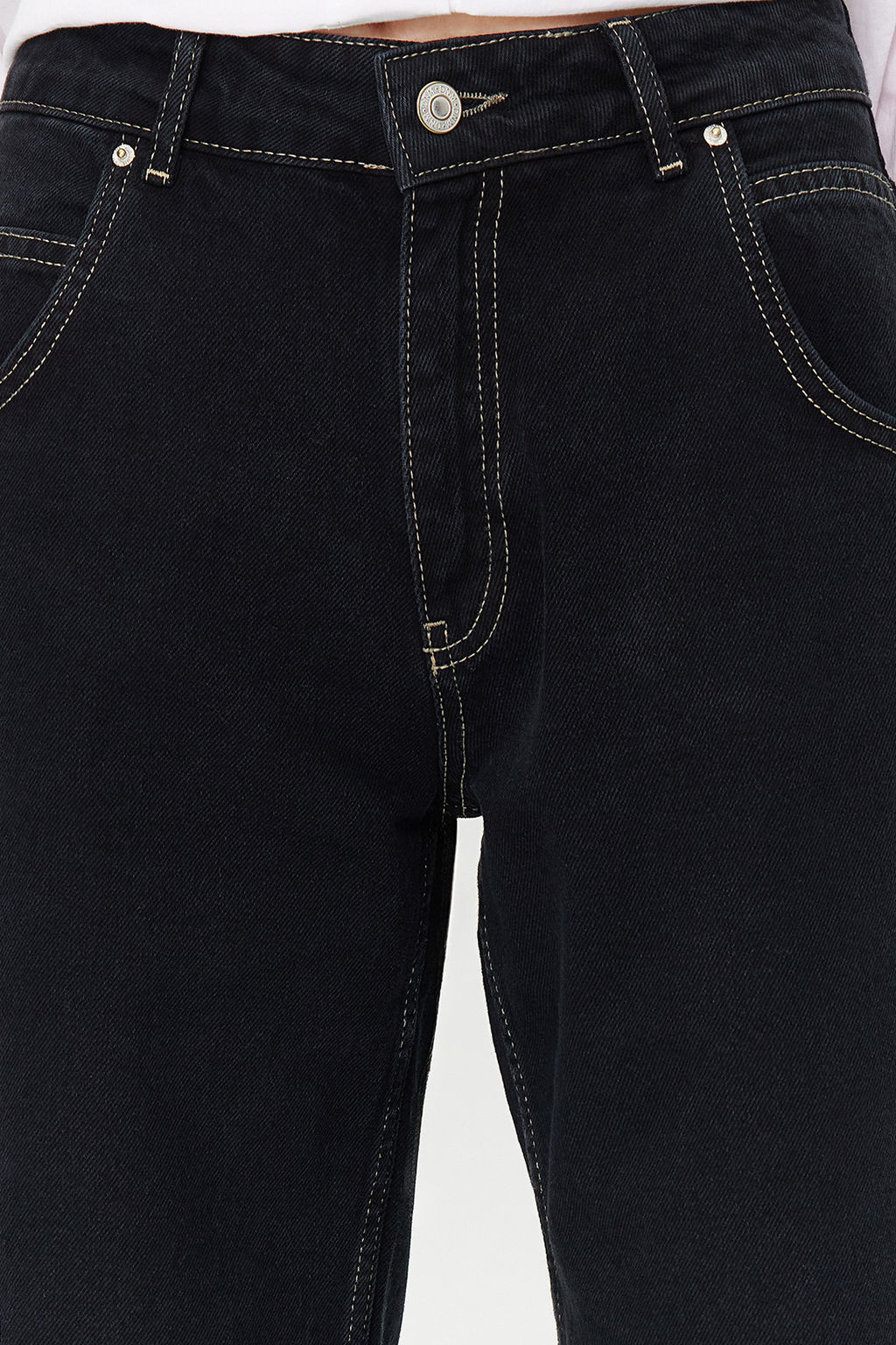 Siyah Yuksek Bel Denim Bermuda TWOSS24SR00023 - Trendyolmilla фото 4