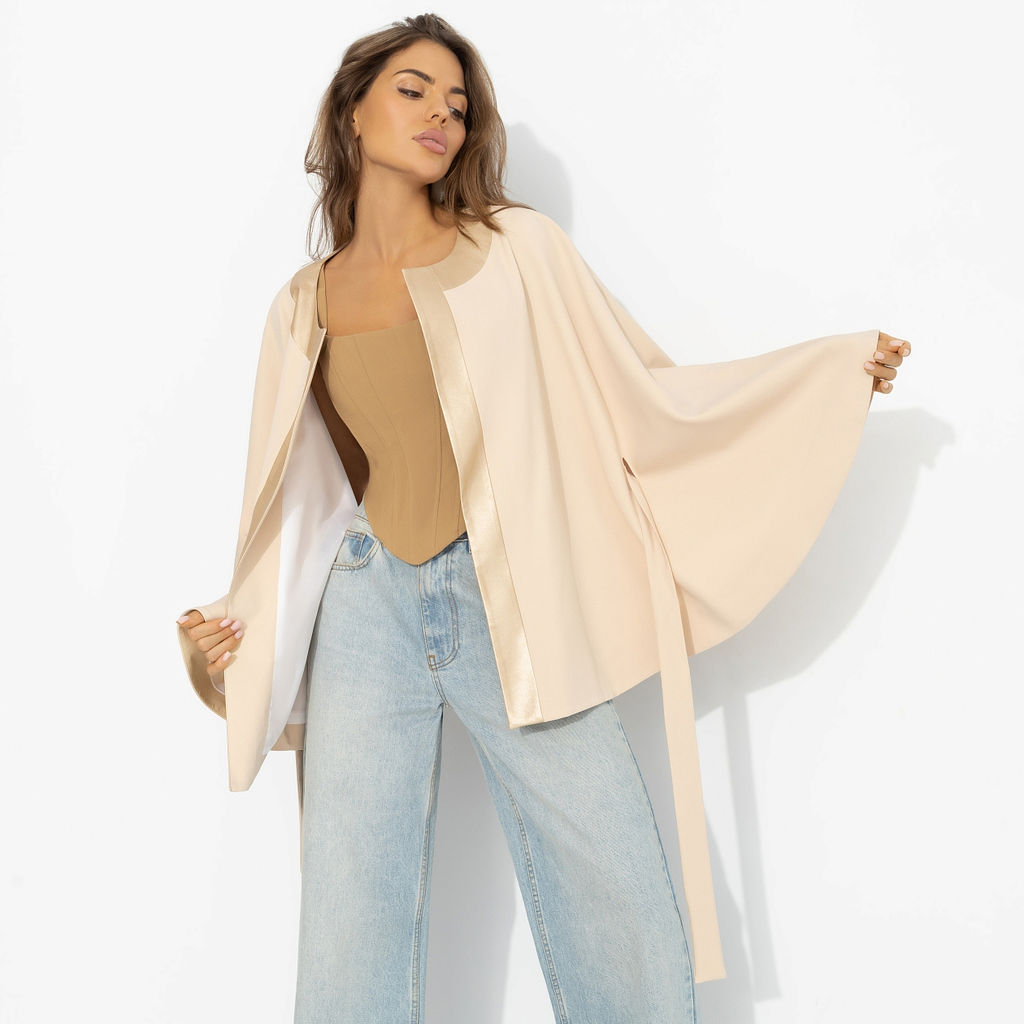 Жакет‑кейп на подкладе, Яркий эффект (с поясом) - Charutti фото 6