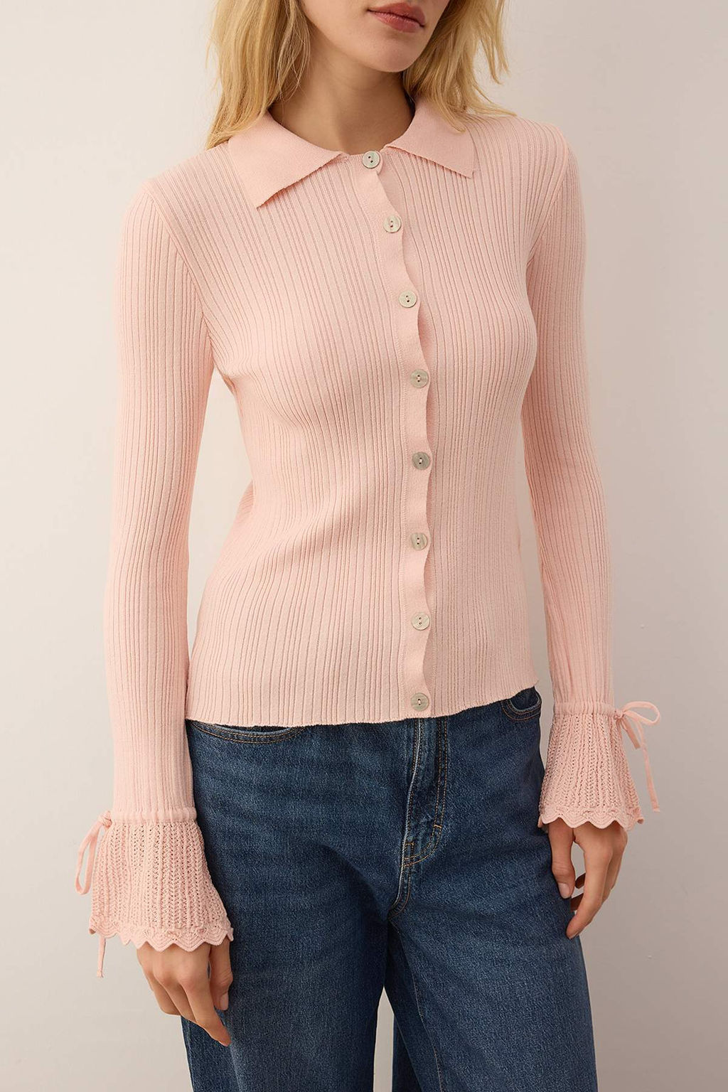 Ekru Merserize Gorunumlu Fitilli Polo Yaka Triko H?rka TWOAW26HI00111 - Trendyolmilla фото 18