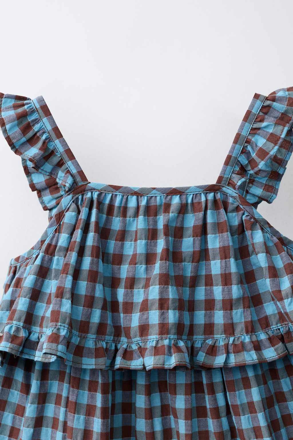 VESTIDO ESTAMPADO CUADRO VICHY / Marr?n-Azul - Zara фото 6