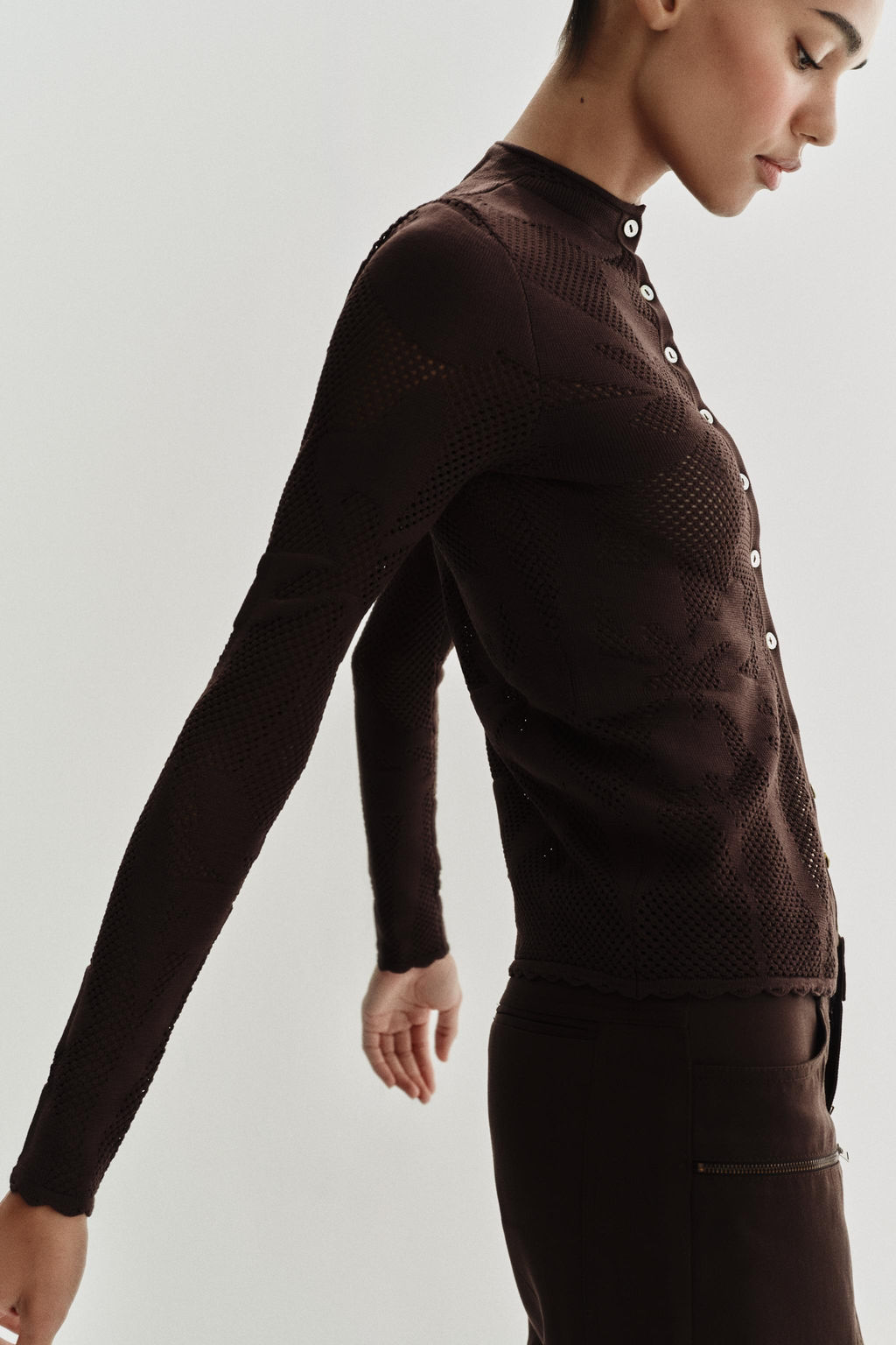 CHAQUETA PUNTO JACQUARD / Marr?n - Zara фото 4