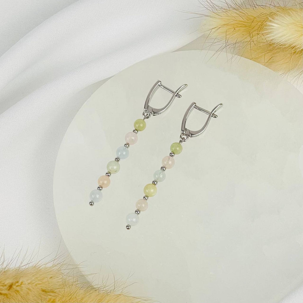 Серьги длинные из Берилла микс