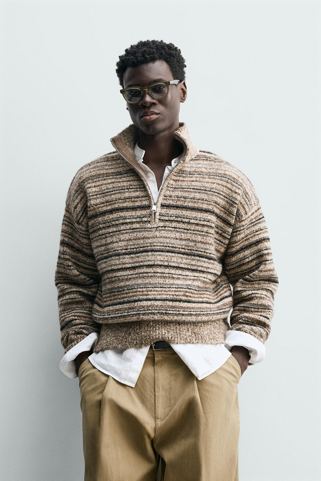 QUARTER-ZIP TWISTED YARN JUMPER - Zara фото 9