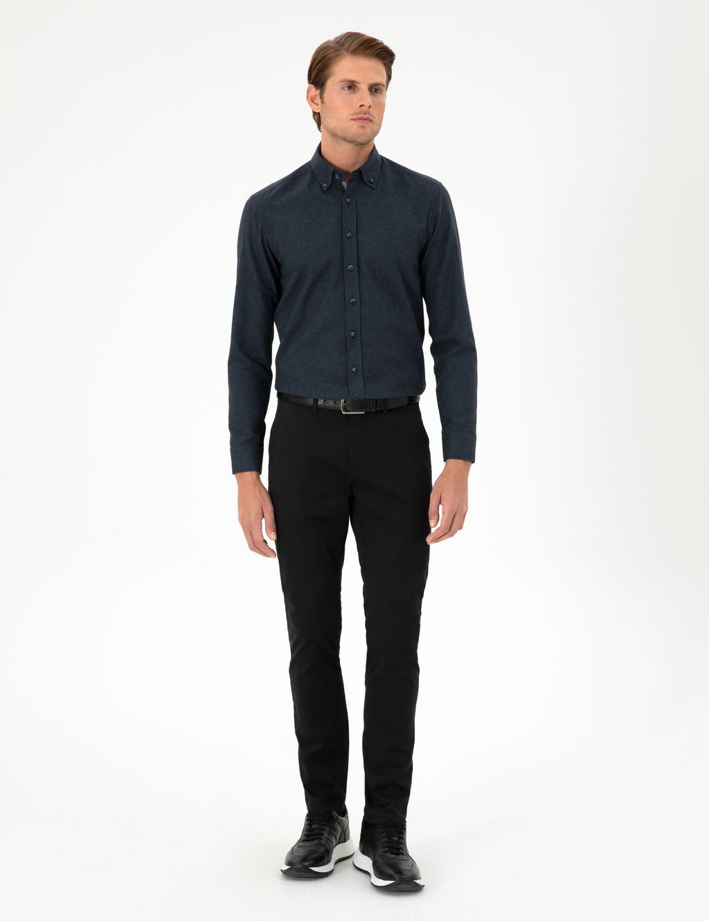 Siyah Slim Fit Basic Kanvas Pantolon