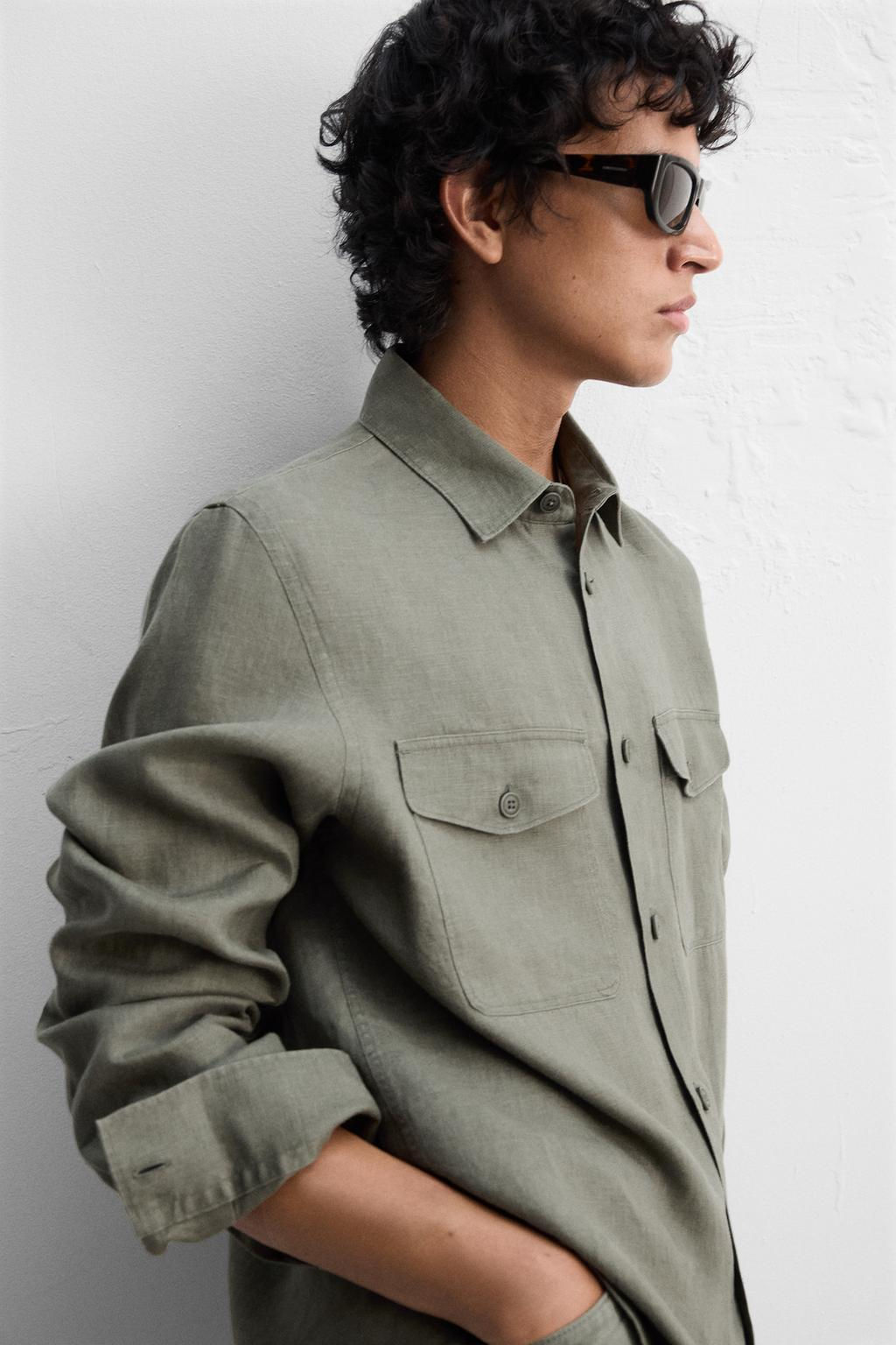 100% LINEN OVERSHIRT - Zara фото 13