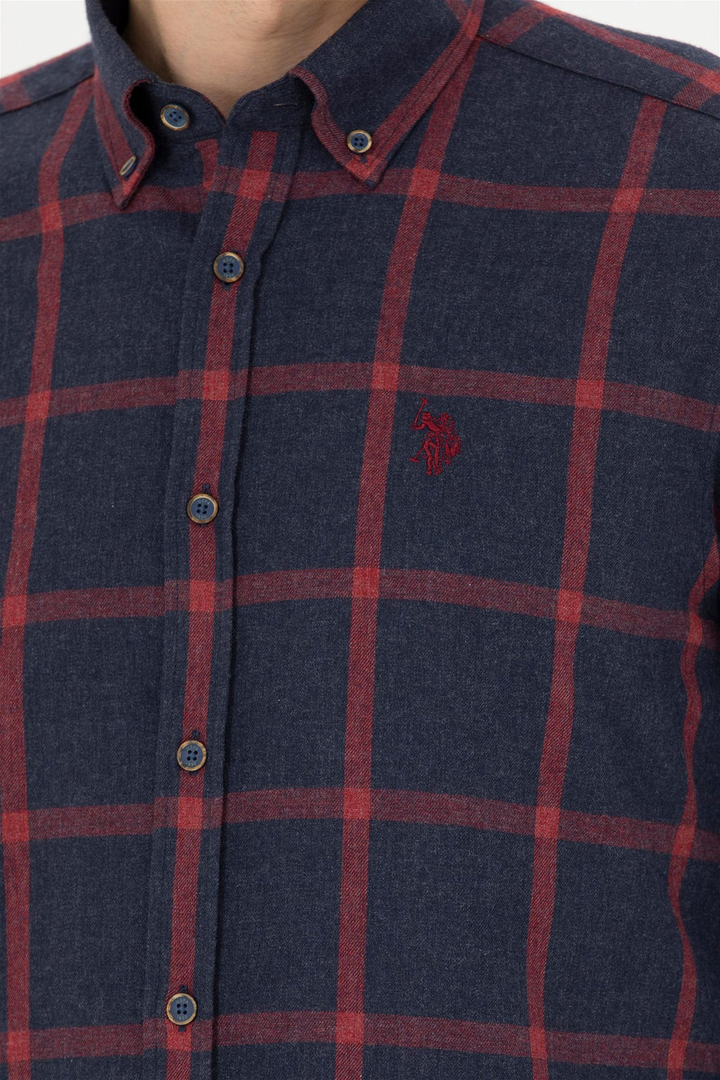 Мужская темно-синяя рубашка с длинным рукавом - U.s. polo assn фото 7