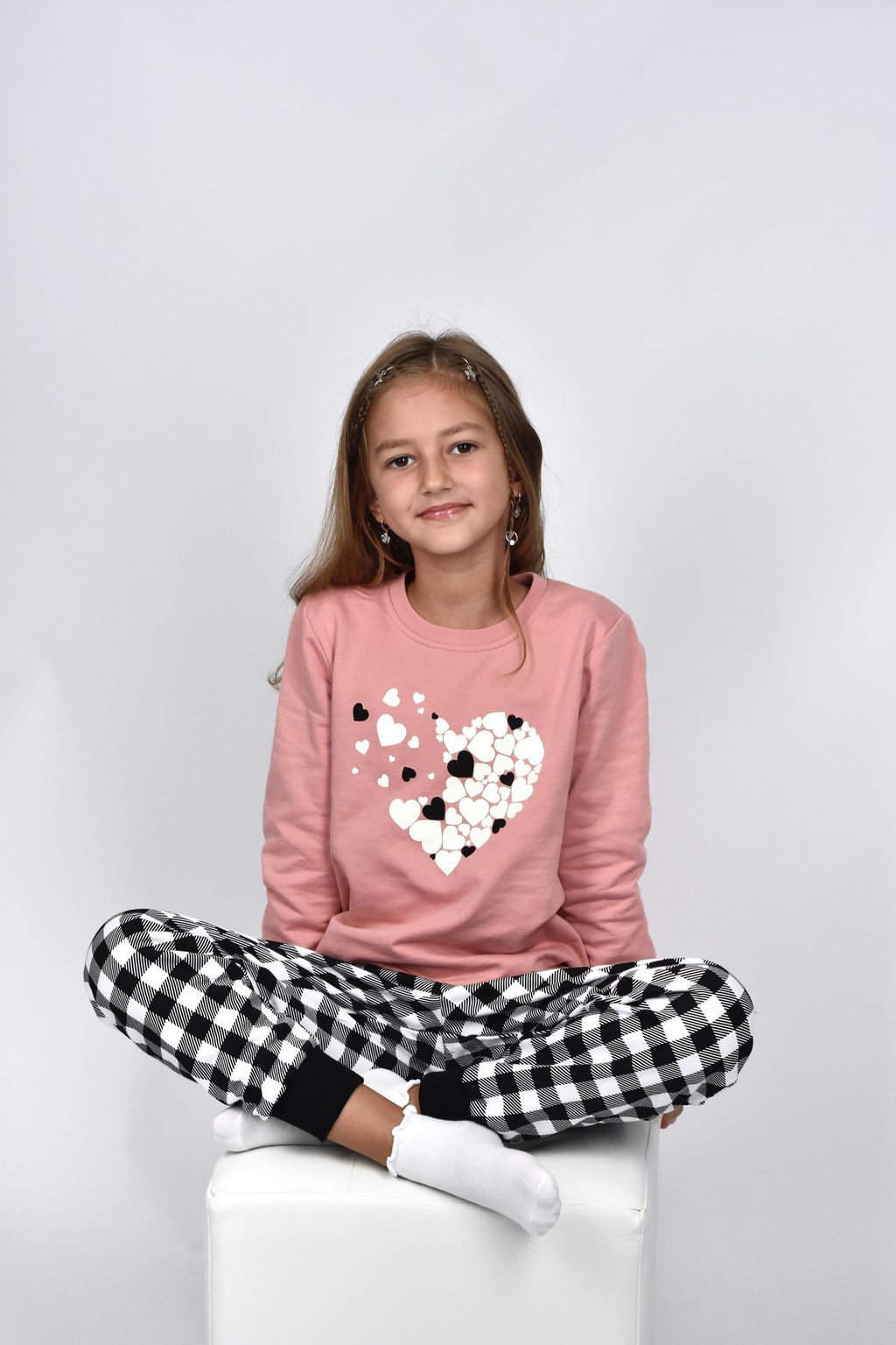 Пижама для девочки 91232 пыльная роза/черная клетка 870 Lets go - Let's go фото 14