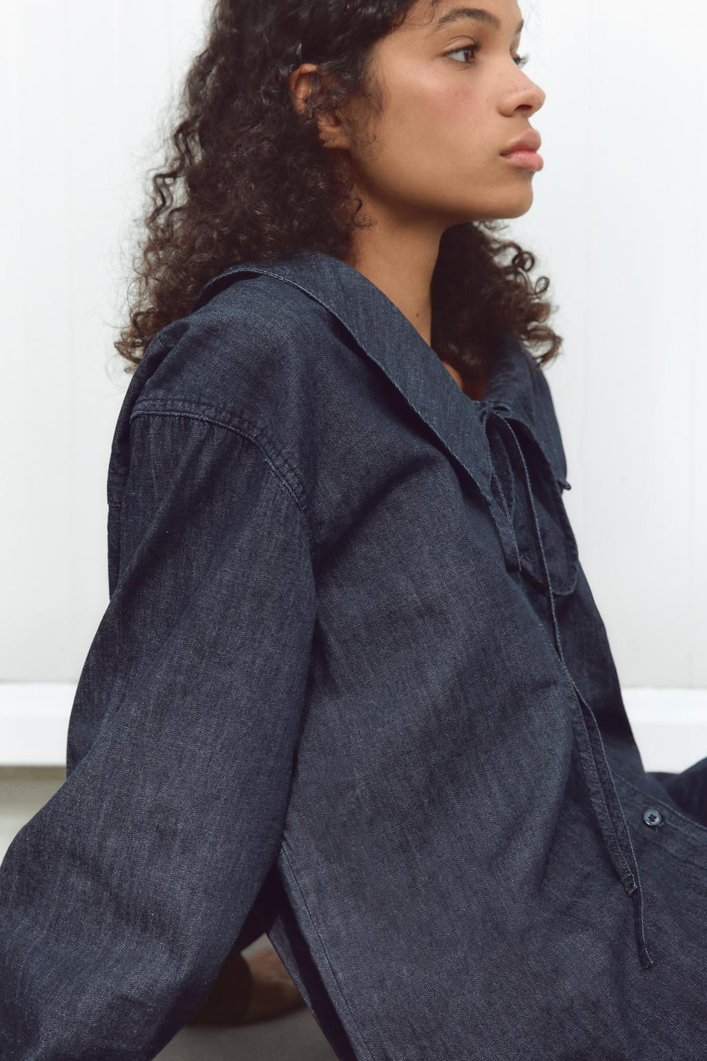 DENIM PETER PAN COLLAR SHIRT - Zara фото 4