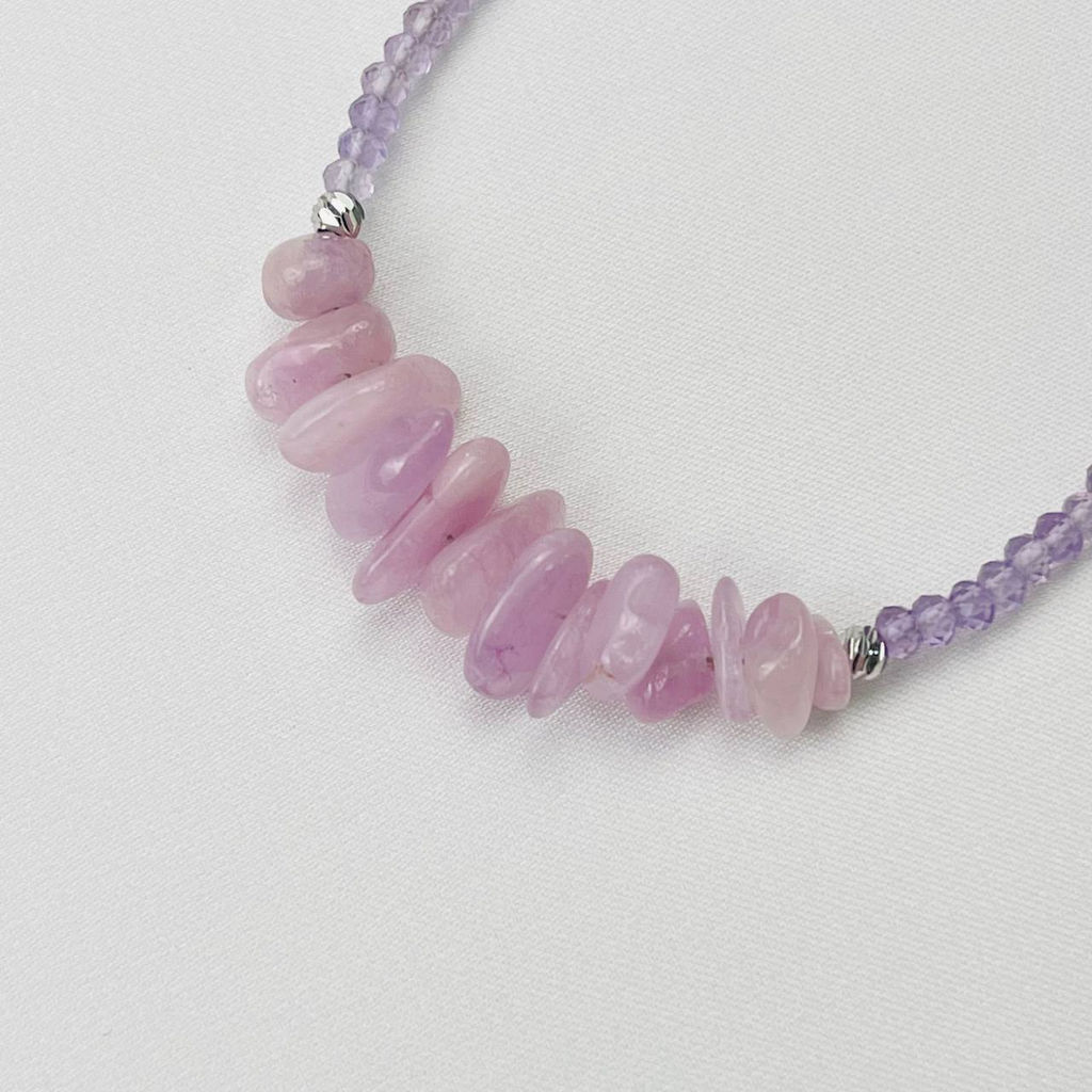 Браслет из Аметиста и Кунцита 18 см +