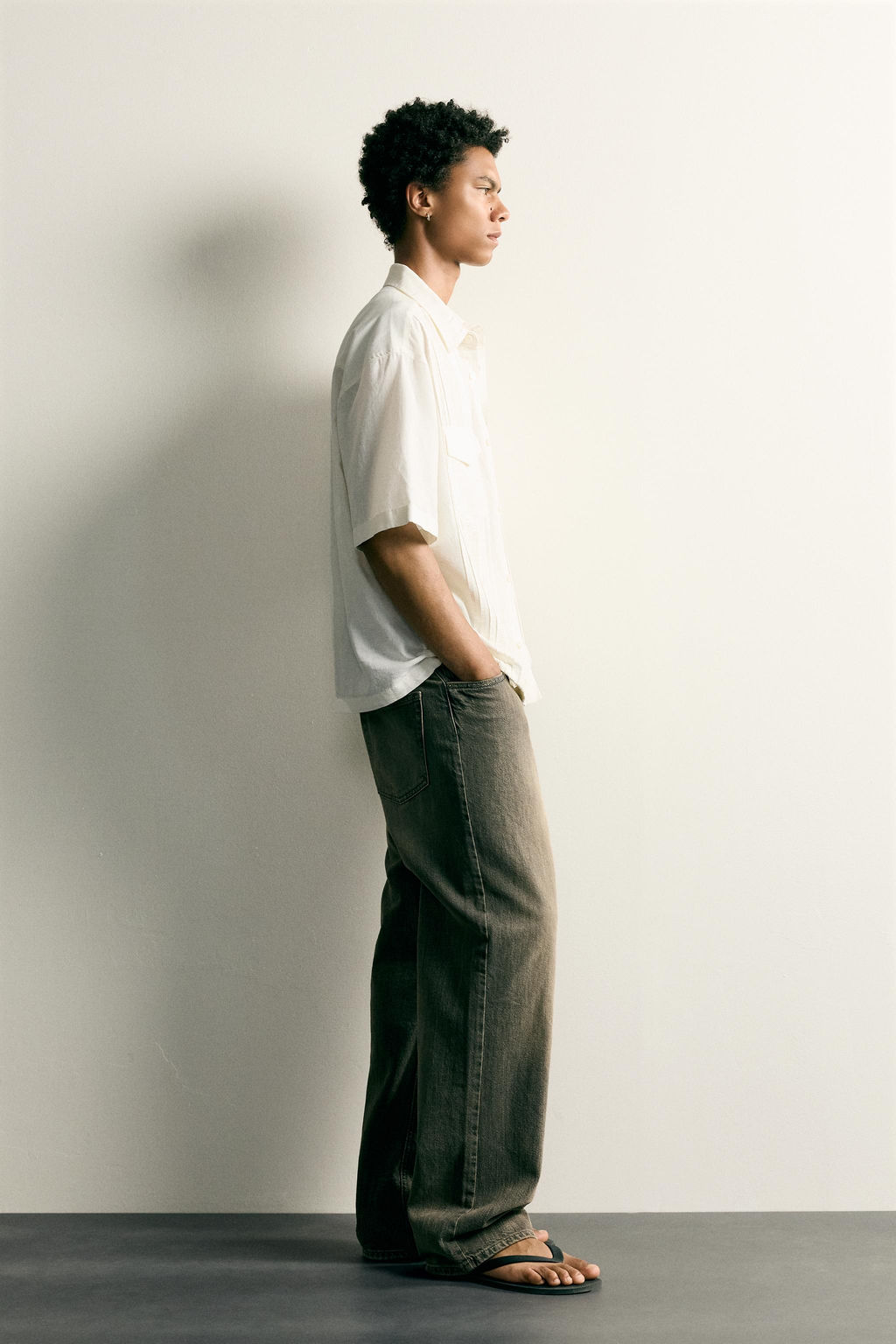 CAMISA RELAXED FIT  BORDADOS PLIEGUES / Crudo - Zara фото 4