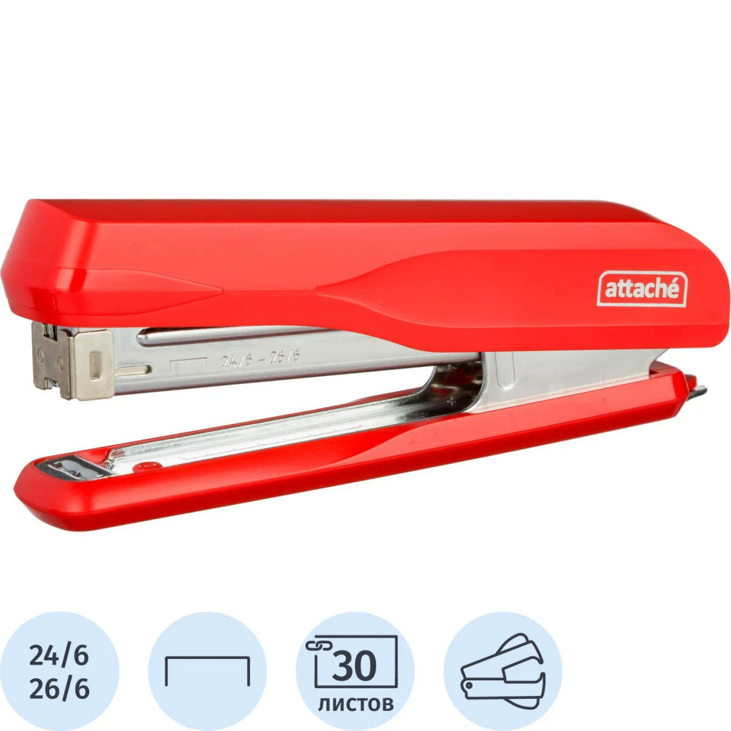 Степлер Attache MSR2430 (№24/6-26/6) до 30 лист.,металл, красный  фото 2
