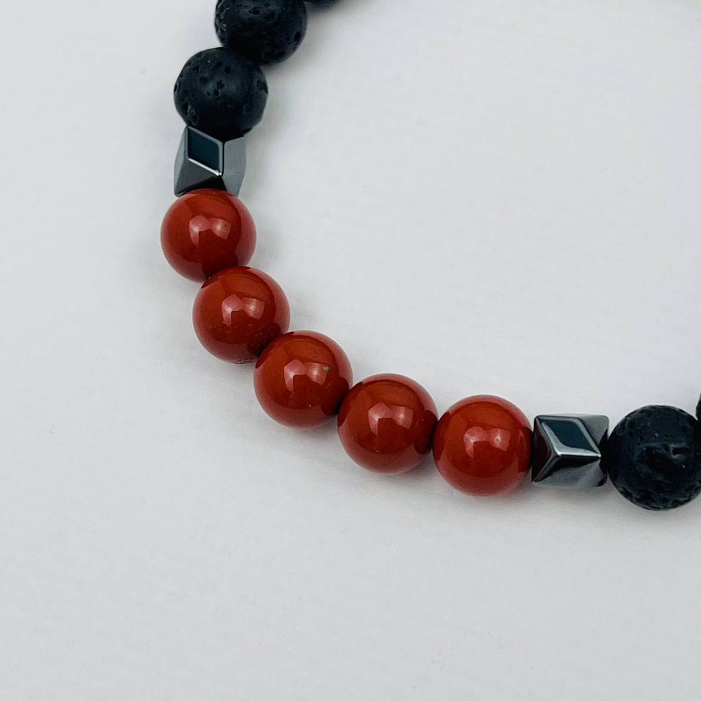 Браслет из Лавы,Яшмы и Гематита - Радуга самоцветов фото 2