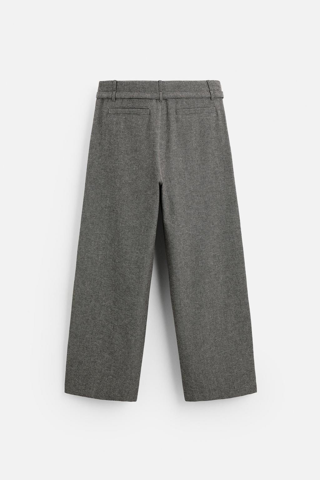 HERRINGBONE BELTED TROUSERS - Zara фото 7