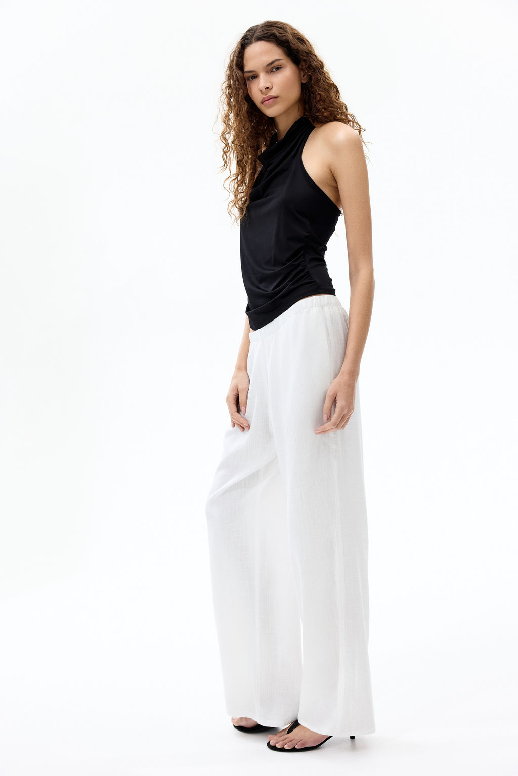 Pantal?n amplio en mezcla de lino - H&m фото 5
