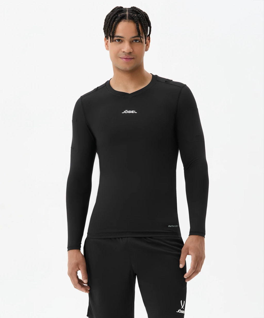 Футболка компрессионная с длинным рукавом судейская JOGEL PerFormDRY Referee Baselayer Tee LS, черный  фото 7