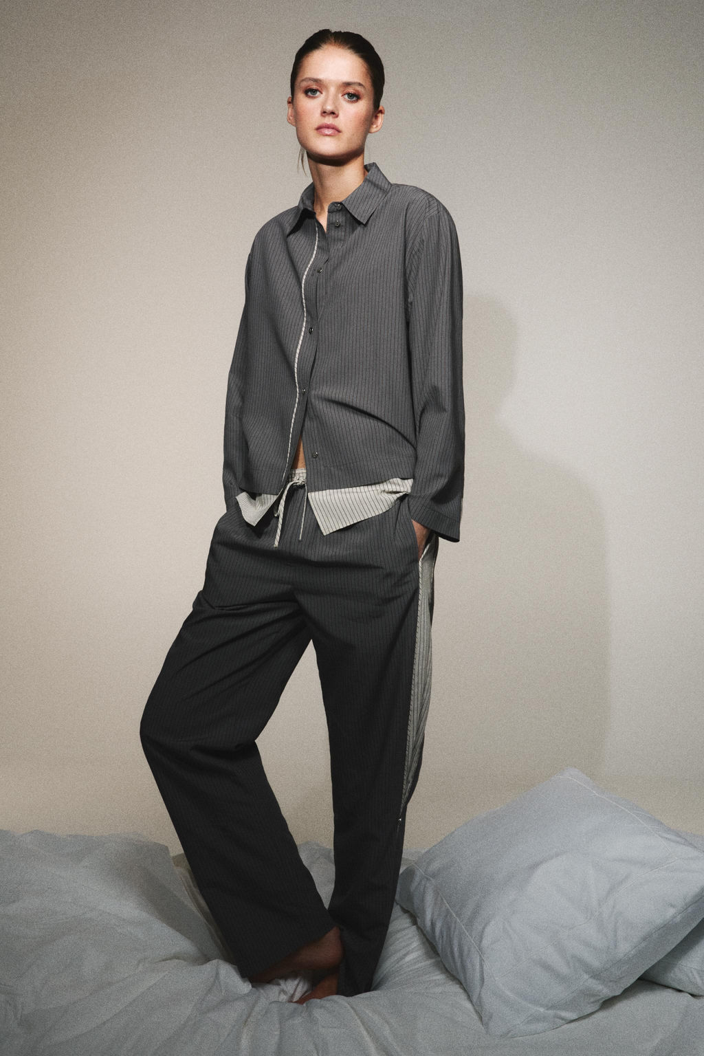 CONTRAST STRIPED VISCOSE BLEND SHIRT - Zara фото 15