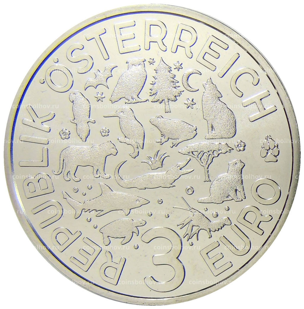 Монета 3 евро 2018 года Австрия Попугай