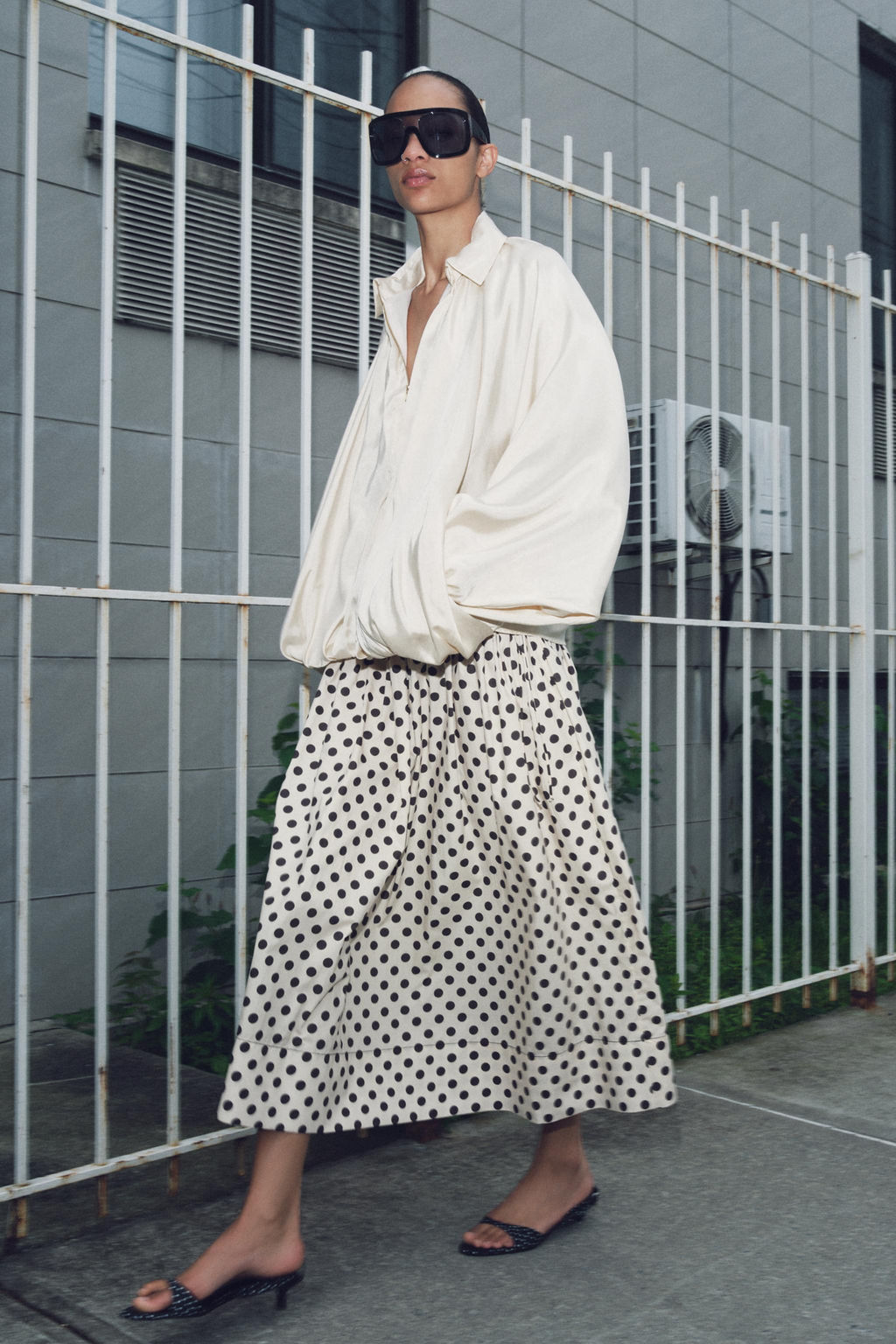 ZW COLLECTION POLKA DOT MIDI SKIRT - Zara фото 7
