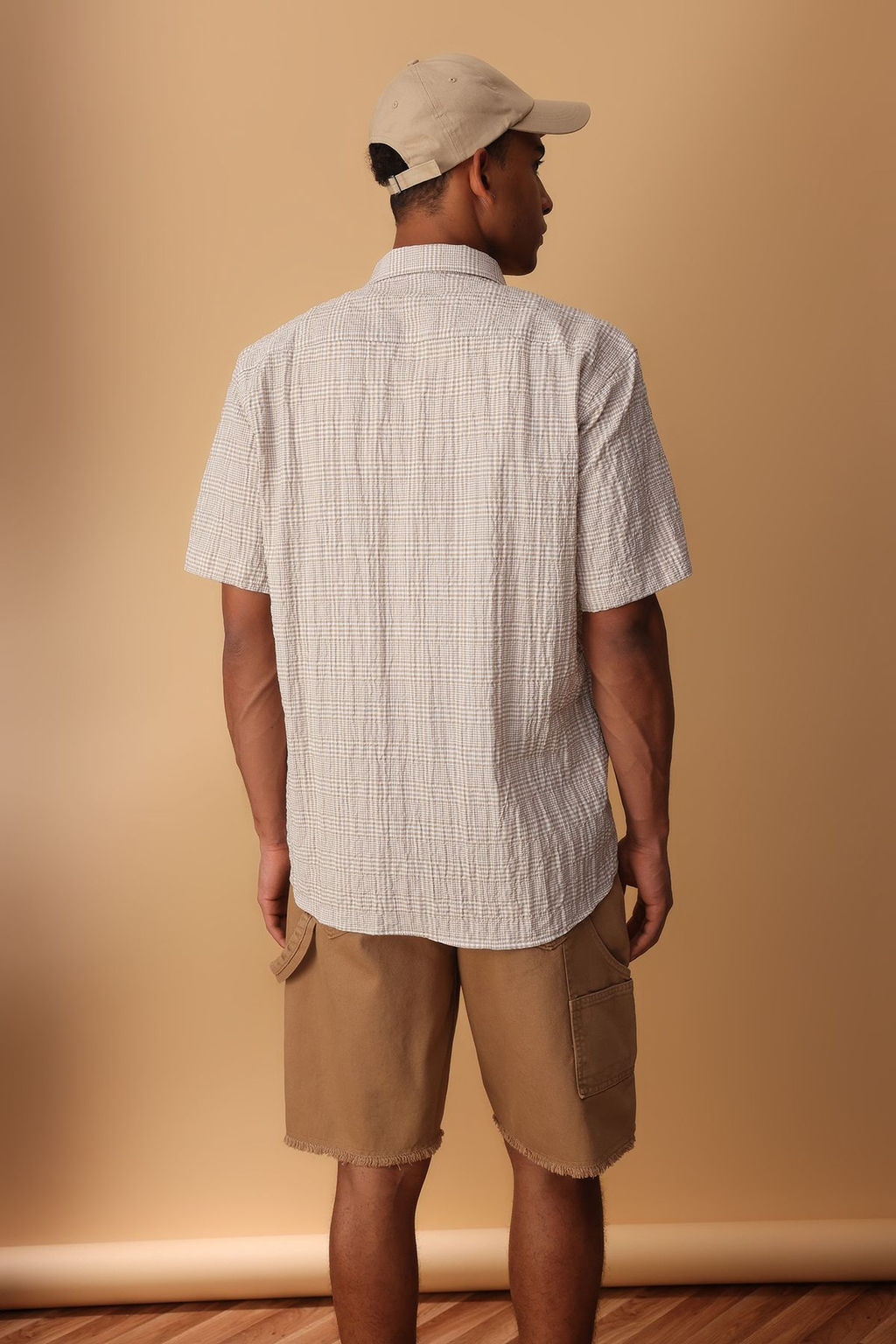 TRENDYOL MAN Bej Oversize Fit Dokulu Kabartmal? Kareli Yazl?k Gomlek TMNSS25GO00047 - Trendyolmilla фото 4