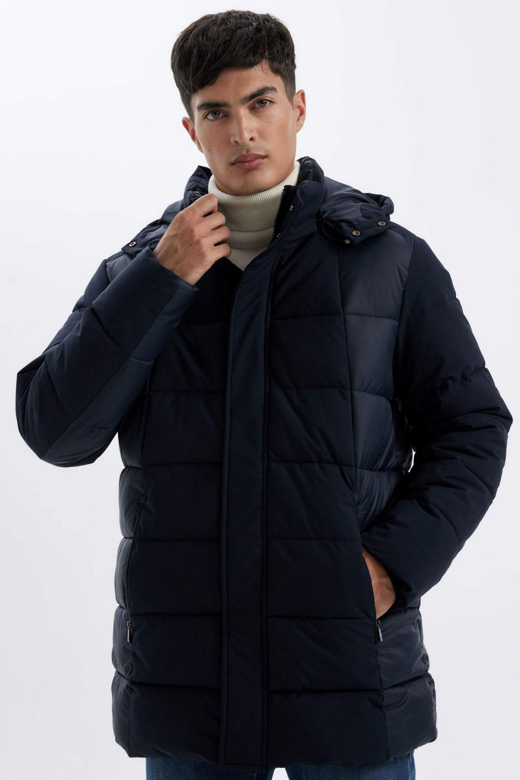 Slim Fit Dar Kesim Kapusonlu Yar?m Astar Parka - Defacto фото 4