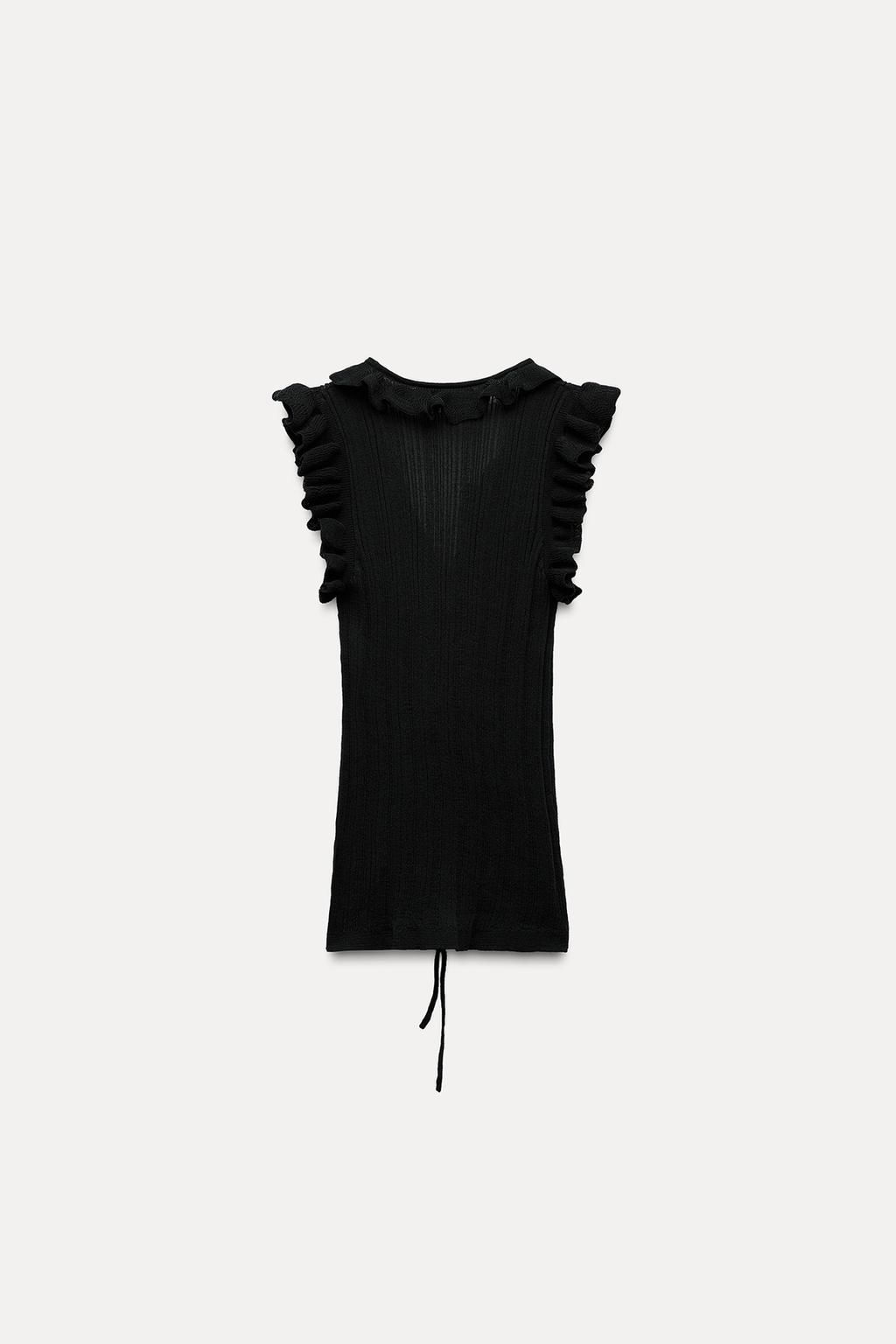 KNIT TOP WITH RUFFLES AND TIES - Zara фото 7