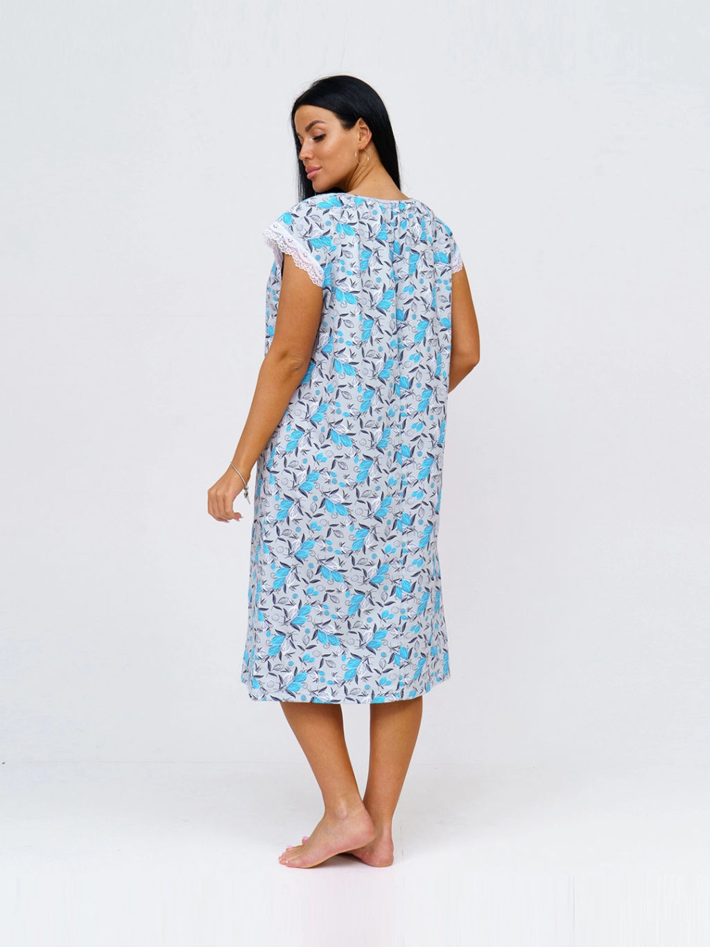 Ночная сорочка женская, цвет серый голубой белый