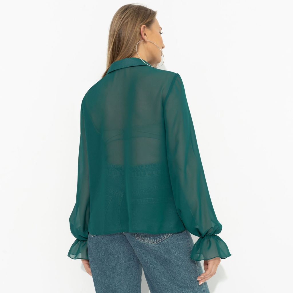 Блуза на пуговицах, Гипнотический стиль (зеленая) - Charutti фото 5