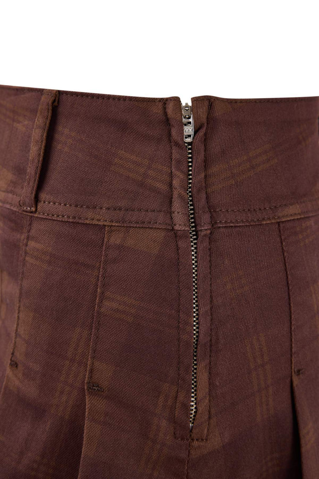 Kahverengi Ekose Desenli Pileli Az Esnek Mini Denim Etek TWOSS26ET00009 - Trendyolmilla фото 2