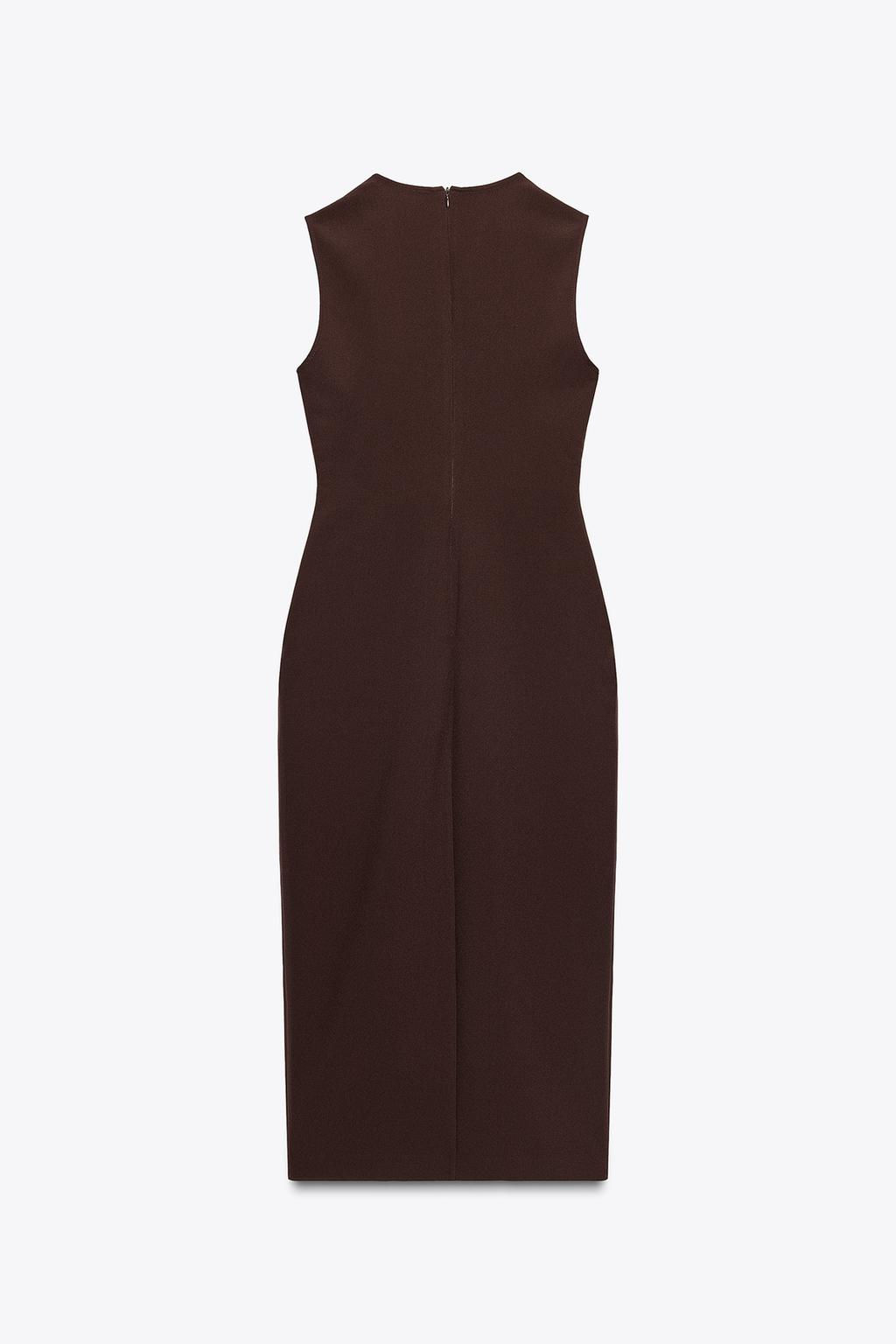 BELTED CREPE MIDI DRESS - Zara фото 7