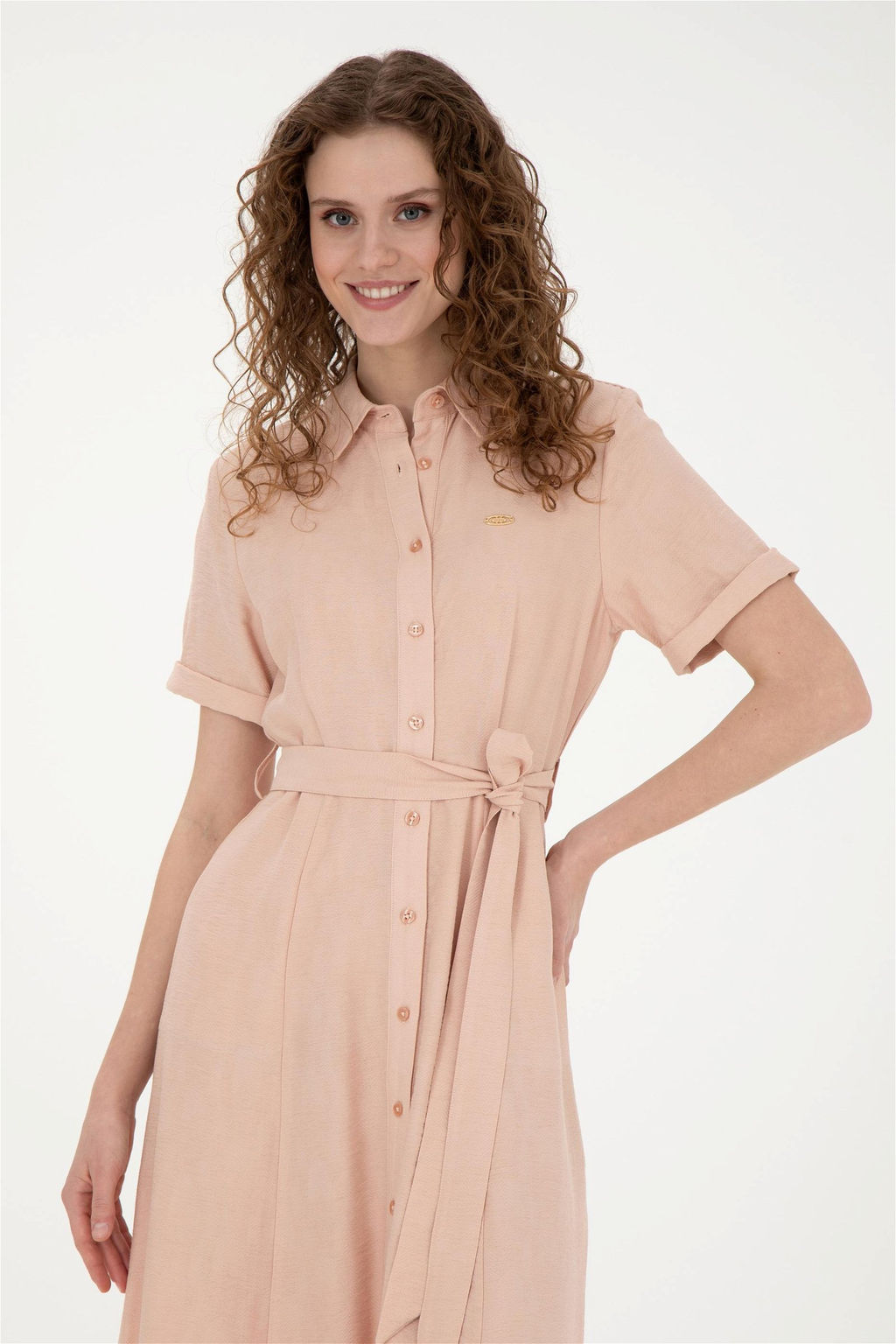 Женское тканое платье цвета лосося - U.s. polo assn фото 4