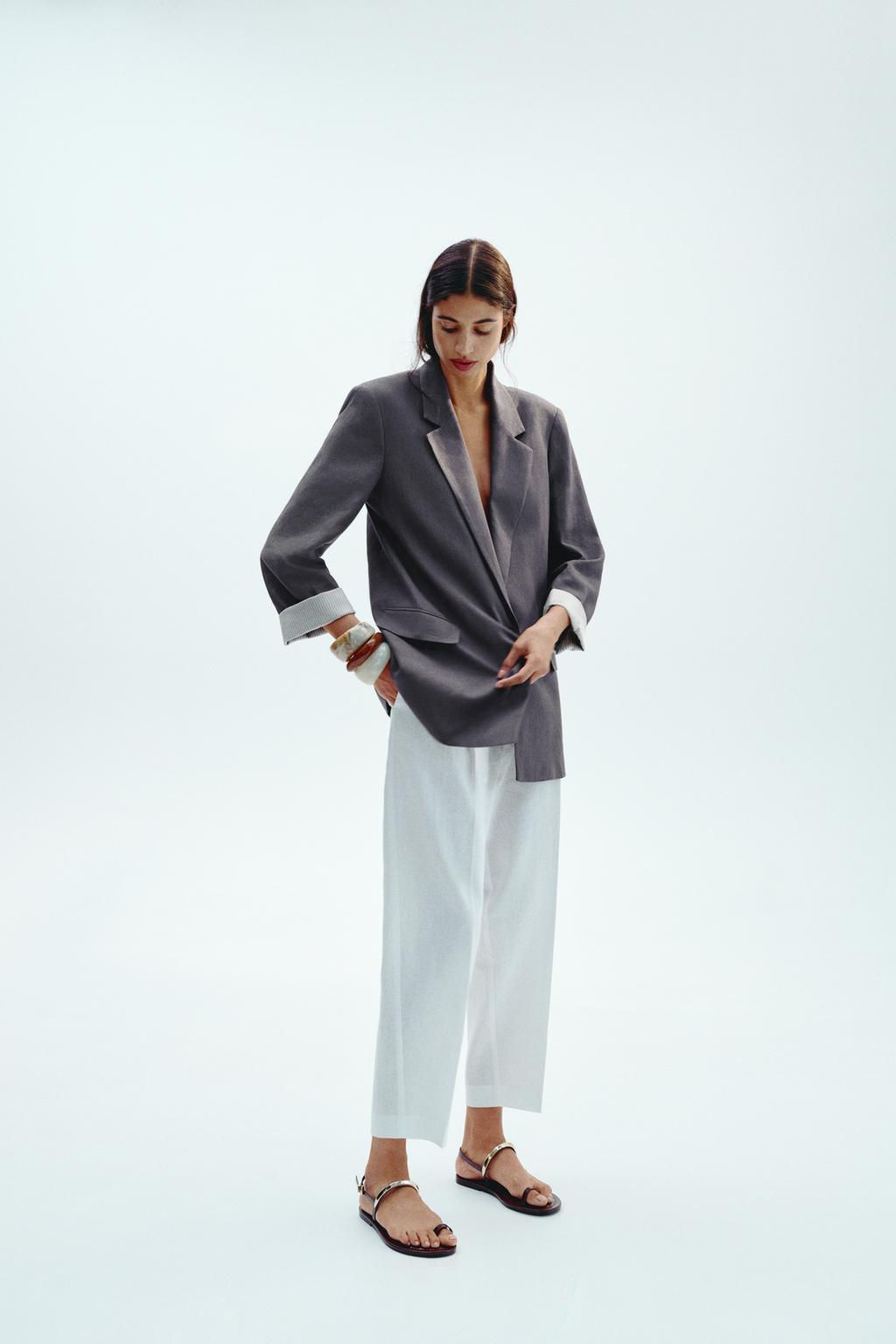 LINEN BLEND BLAZER WITH PRINTED CUFFS - Zara фото 22