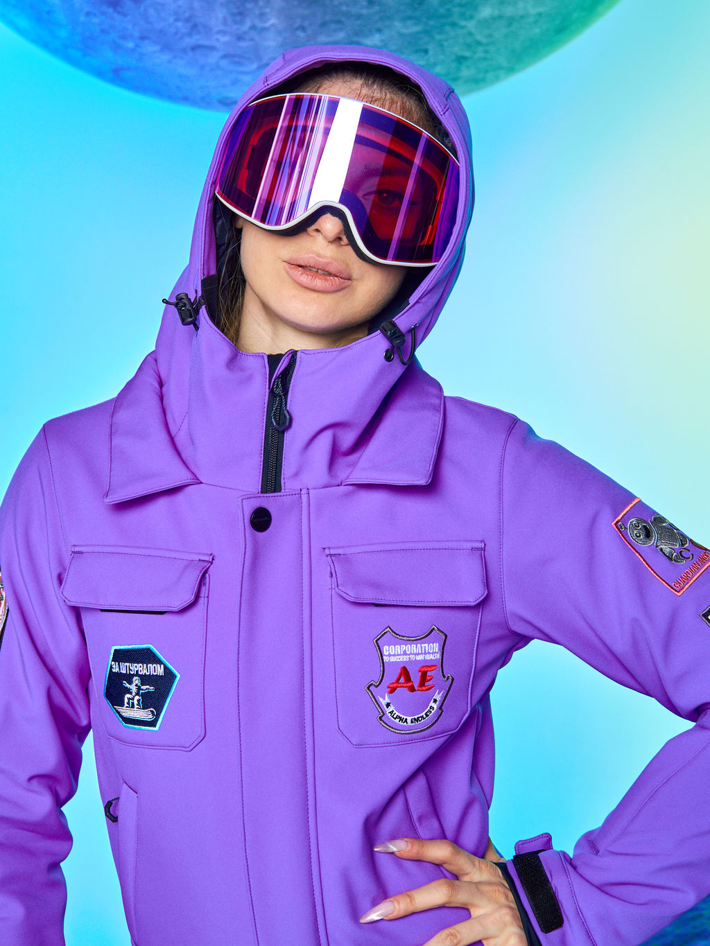 Женский сноубордический горнолыжный комбинезон Alpha Endless Aeternitas 223/2305 PRP - Пурпурное Сердце  фото 22