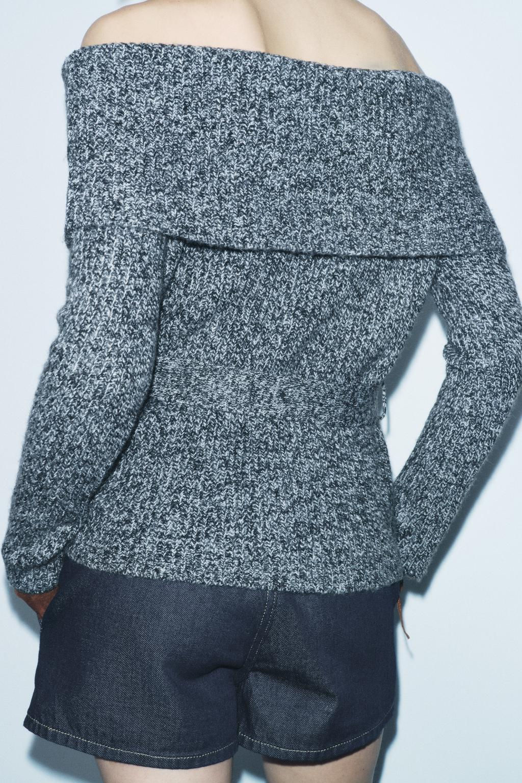 OFF-THE-SHOULDER KNIT SWEATER WITH BELT - Zara фото 3