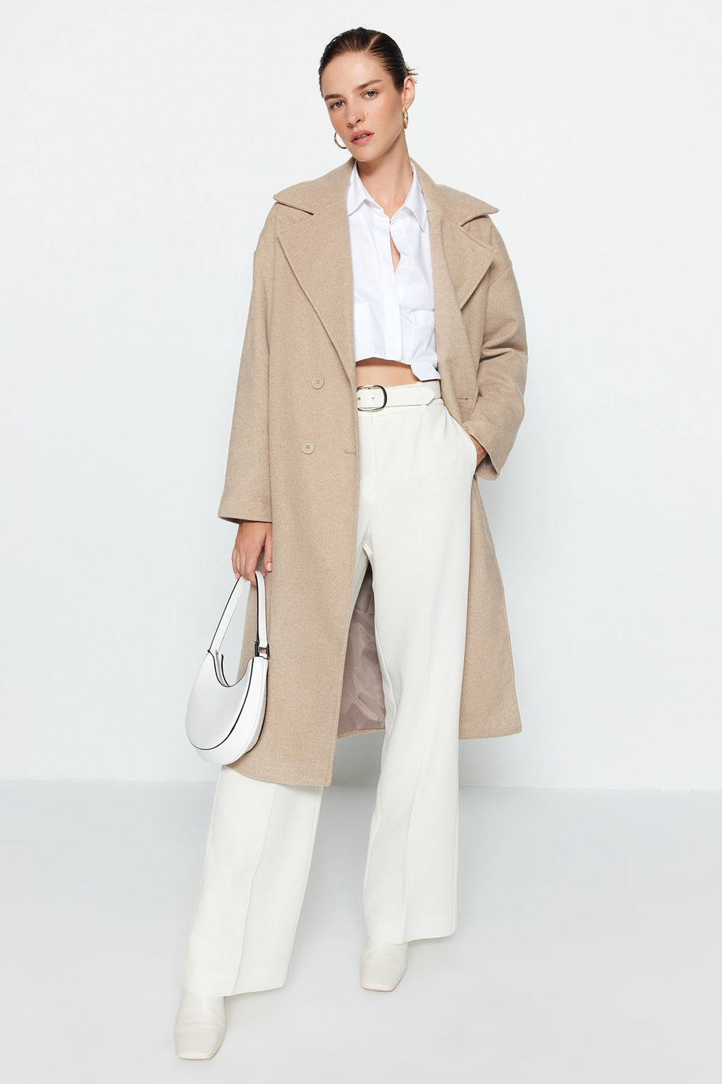 Tas Oversize Genis Kesim Uzun Yunlu Kase Kaban TWOAW21KB0038