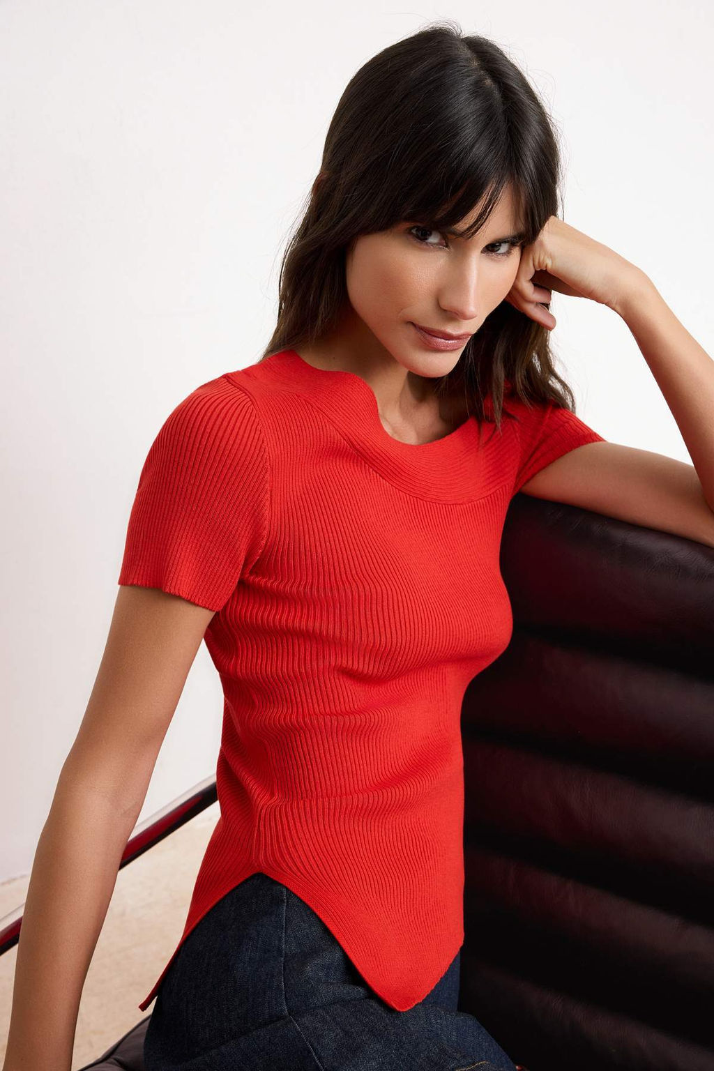 Yag Yesil Asimetrik Yaka Fitted Triko Ince Bluz TWOSS26BZ00291 - Trendyolmilla фото 9