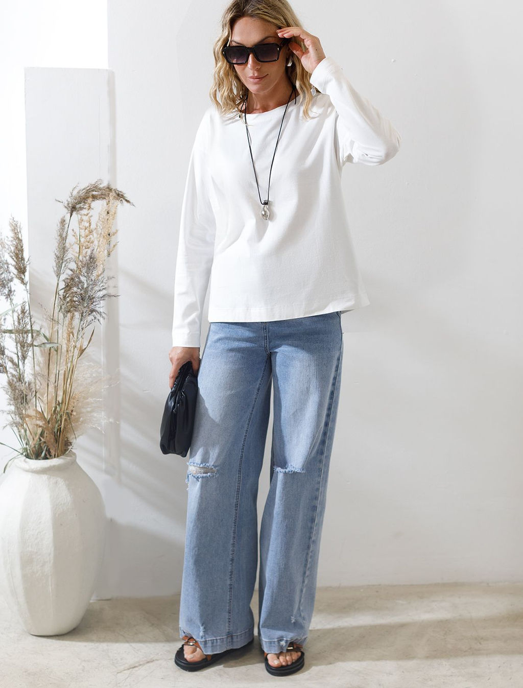 Базовый лонгслив из премиального хлопка с эластаном